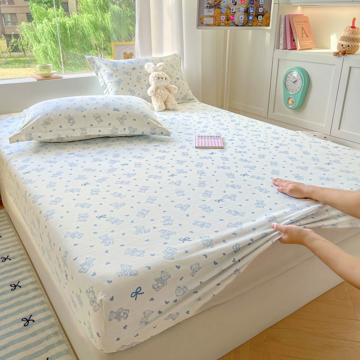 91家纺网 家纺一手货源 找家纺 涵宸家纺 2026新款亲肤舒适全棉印花单床笠-68系列 总 床笠-幸运熊