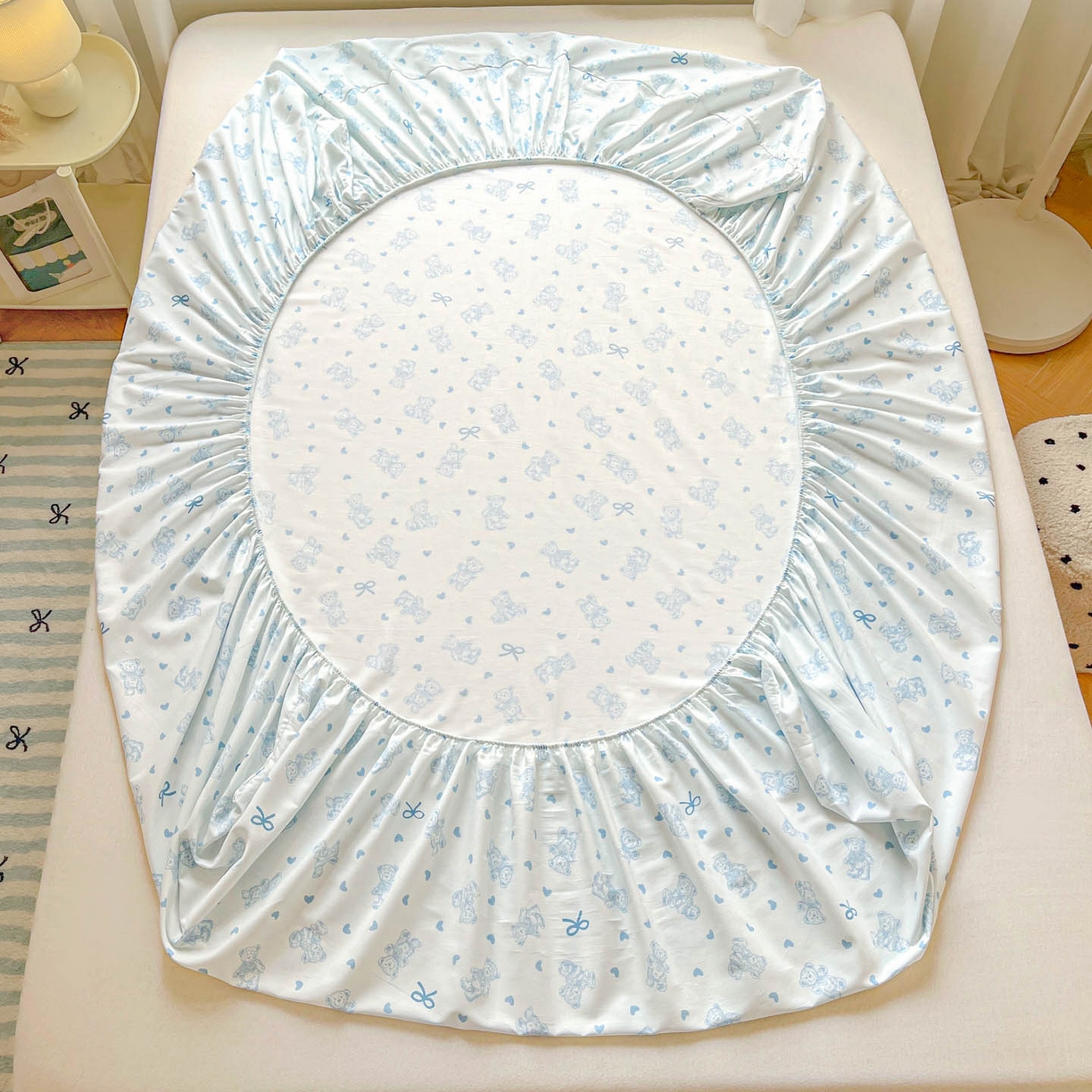 91家纺网 家纺一手货源 找家纺 涵宸家纺 2026新款亲肤舒适全棉印花单床笠-68系列 总 床笠-幸运熊