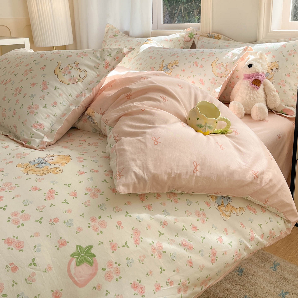 91家纺网 家纺一手货源 找家纺 涵宸家纺 2025新款亲肤舒适全棉印花四件套-68系列 总 B萌小喵