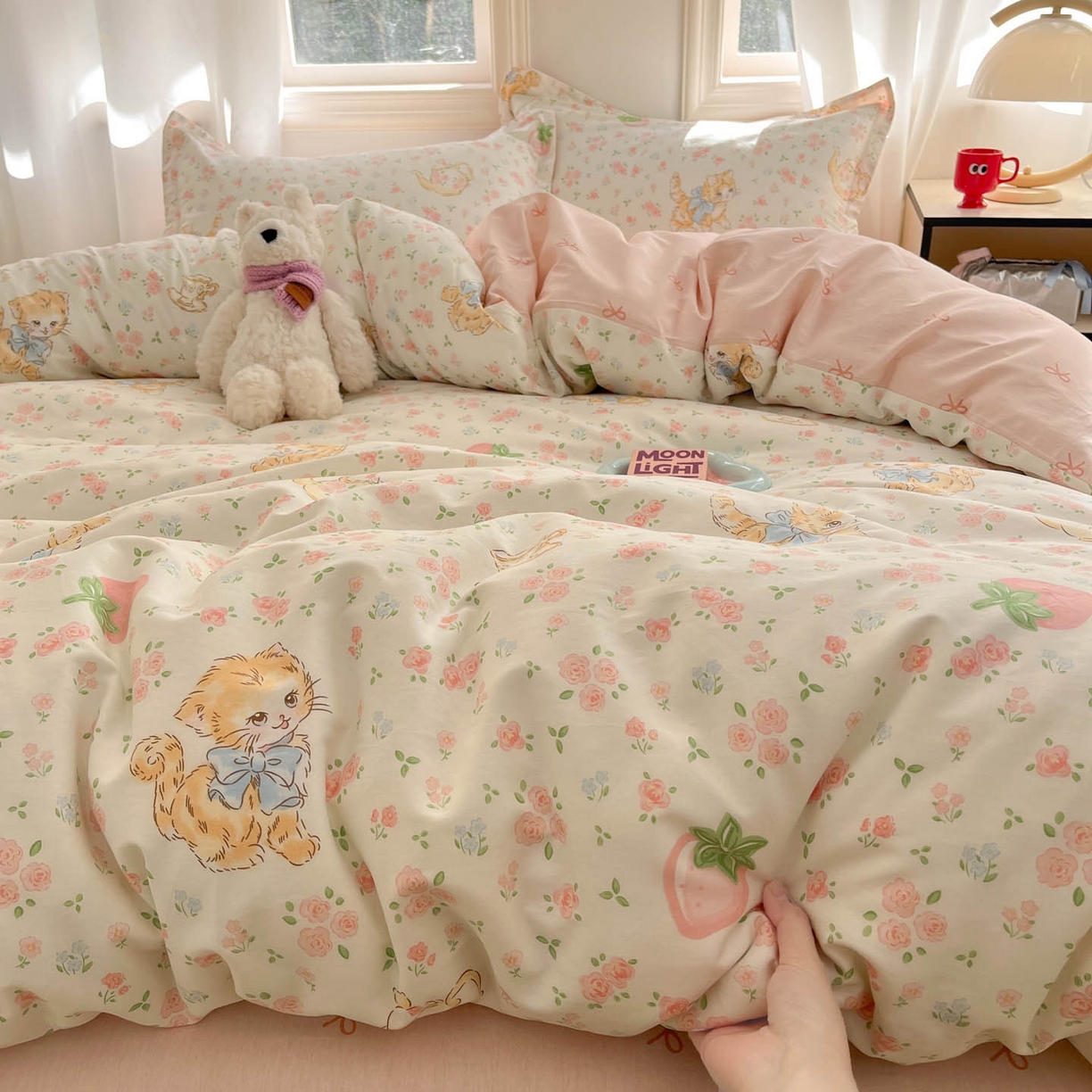 91家纺网 家纺一手货源 找家纺 涵宸家纺 2025新款亲肤舒适全棉印花四件套-68系列 总 B萌小喵