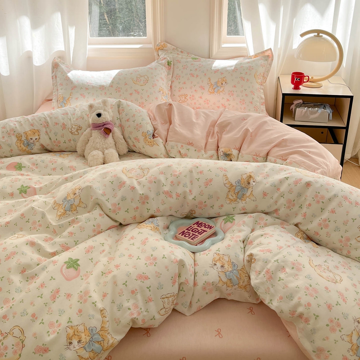 91家纺网 家纺一手货源 找家纺 涵宸家纺 2025新款亲肤舒适全棉印花四件套-68系列 总 B萌小喵