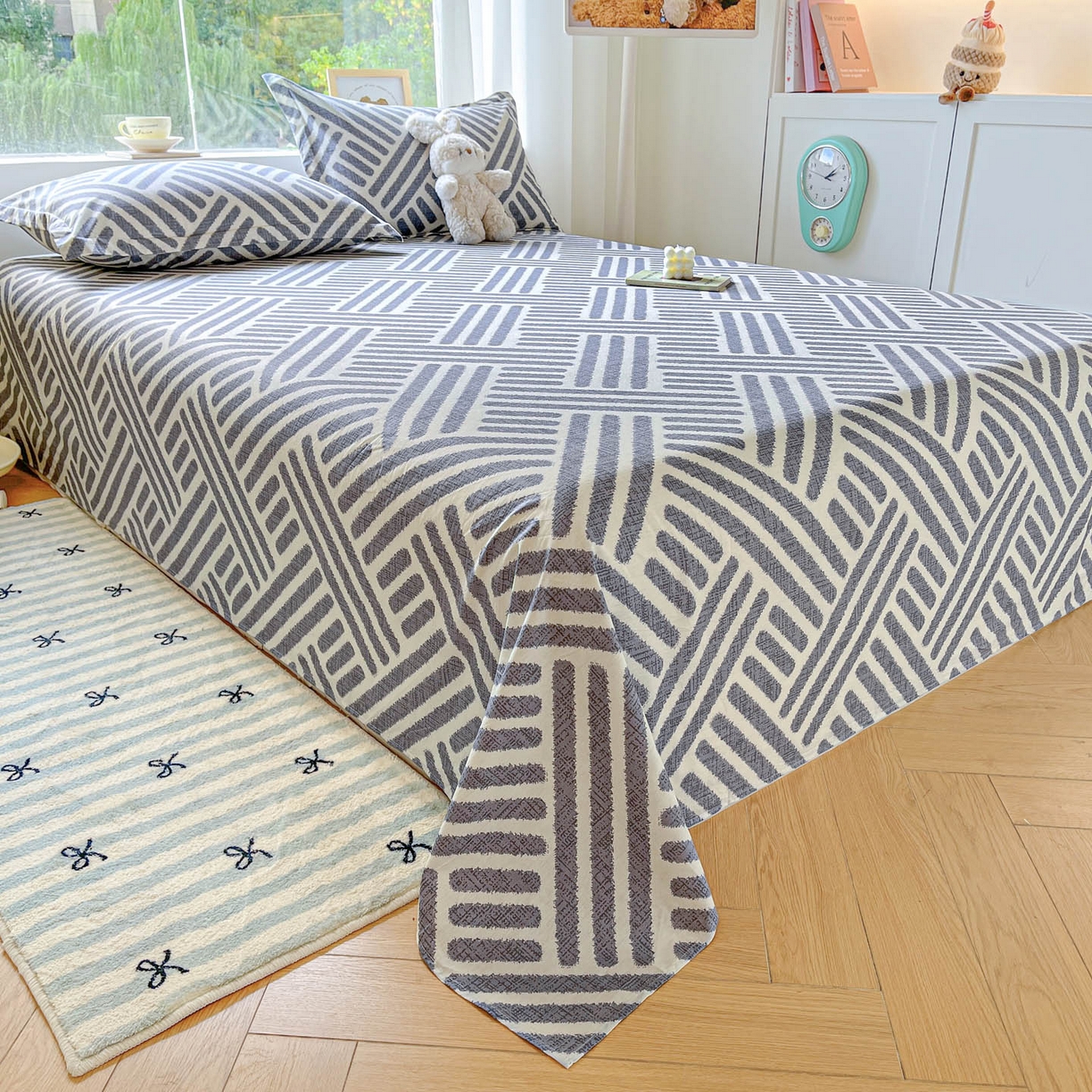 91家纺网 家纺一手货源 找家纺 涵宸家纺 2026新款亲肤舒适全棉印花单床单-68系列 总 床单-洛伊-灰