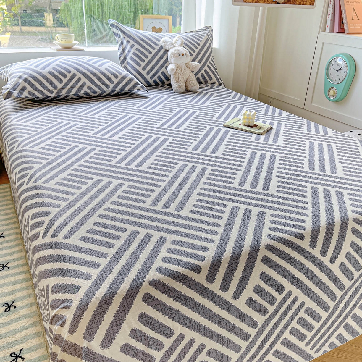 91家纺网 家纺一手货源 找家纺 涵宸家纺 2026新款亲肤舒适全棉印花单床单-68系列 总 床单-洛伊-灰