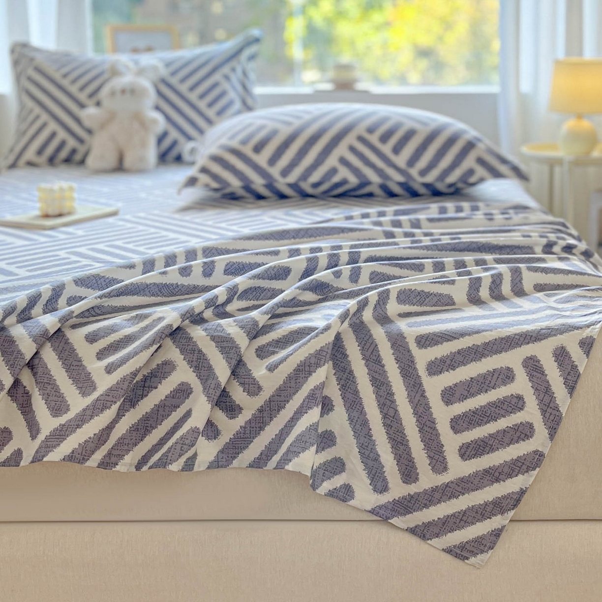 91家纺网 家纺一手货源 找家纺 涵宸家纺 2026新款亲肤舒适全棉印花单床单-68系列 总 床单-洛伊-灰