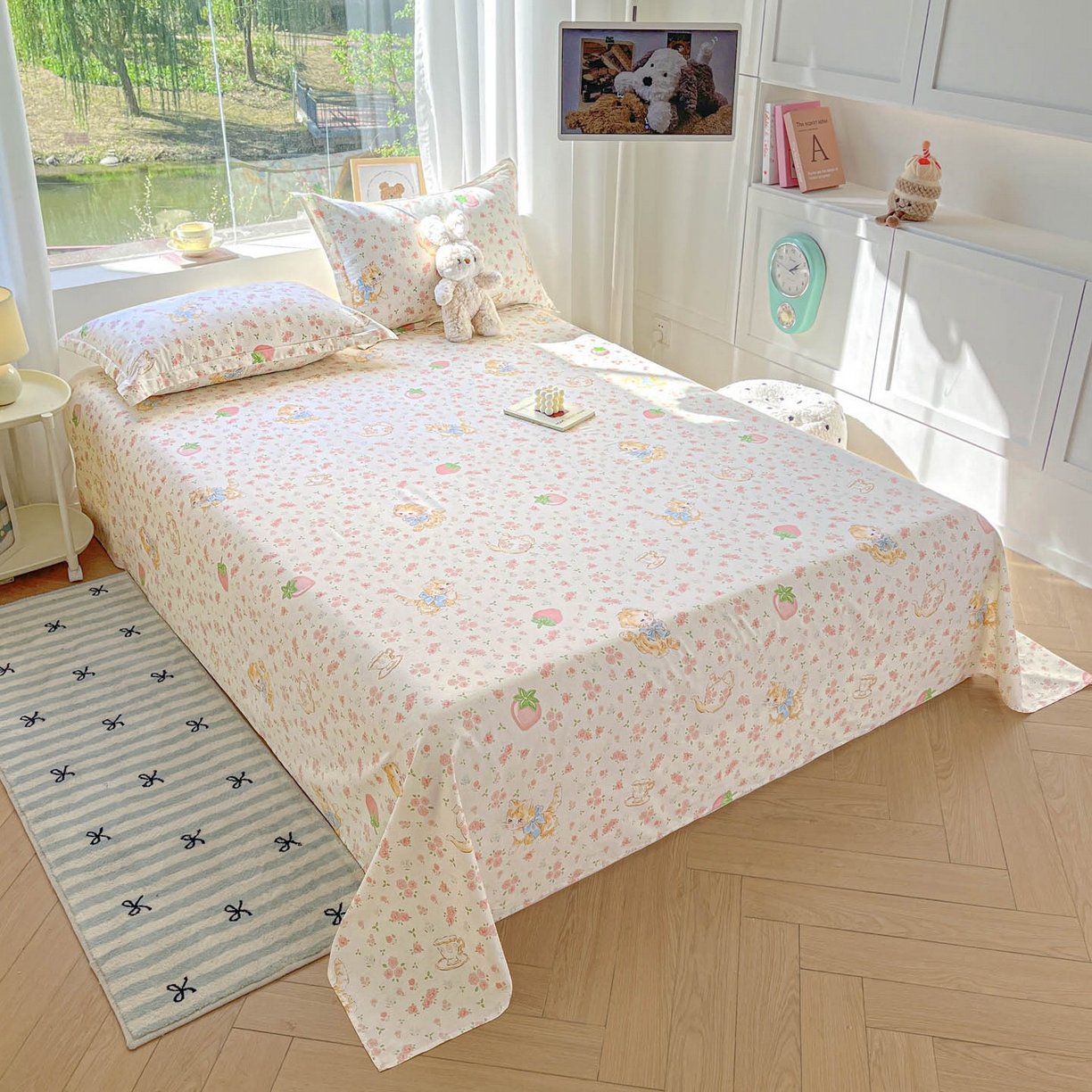 91家纺网 家纺一手货源 找家纺 涵宸家纺 2026新款亲肤舒适全棉印花单床单-68系列 总 床单-萌小喵