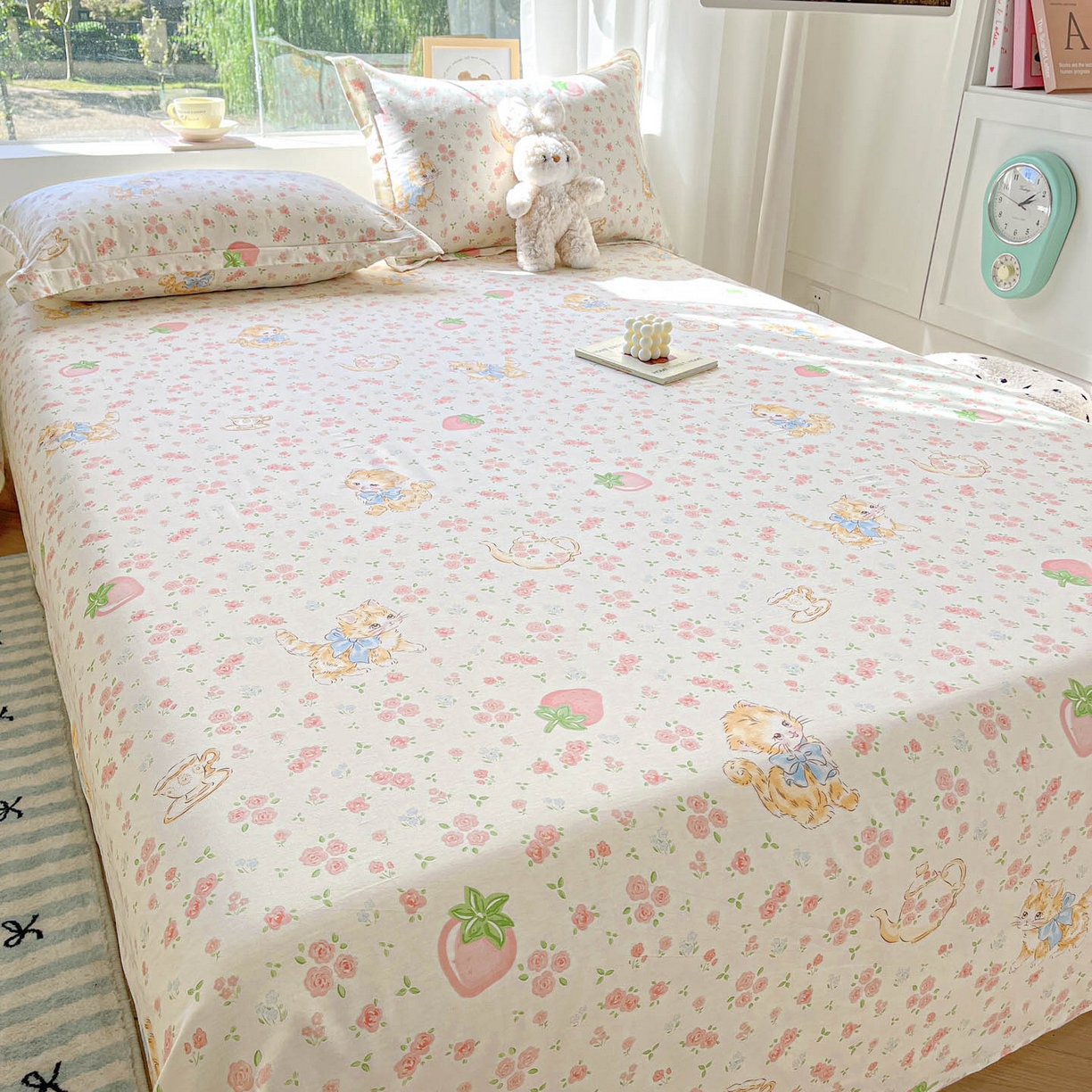 91家纺网 家纺一手货源 找家纺 涵宸家纺 2026新款亲肤舒适全棉印花单床单-68系列 总 床单-萌小喵