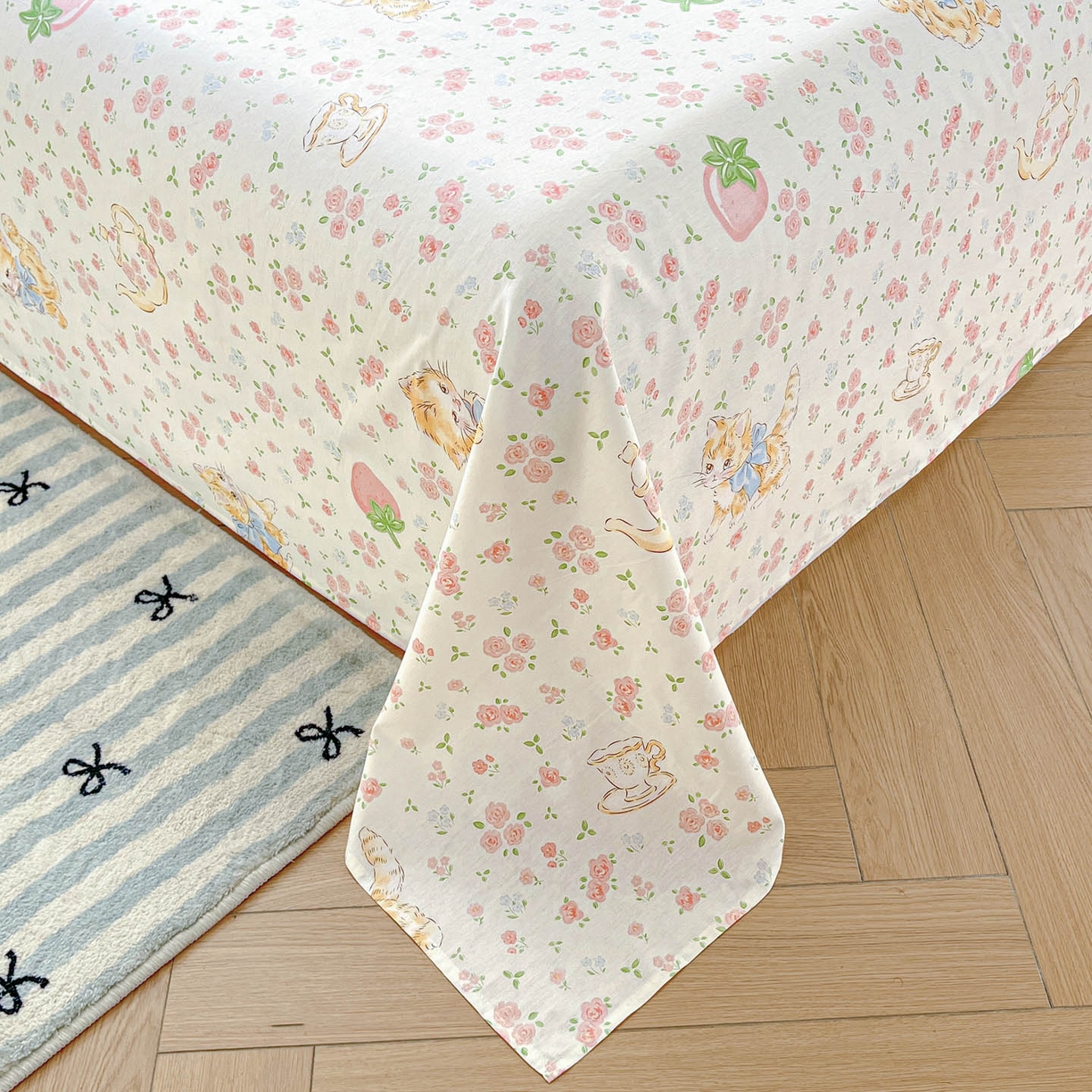 91家纺网 家纺一手货源 找家纺 涵宸家纺 2026新款亲肤舒适全棉印花单床单-68系列 总 床单-萌小喵