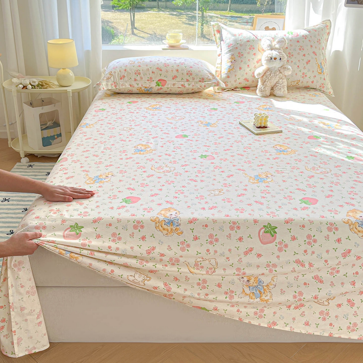 91家纺网 家纺一手货源 找家纺 涵宸家纺 2026新款亲肤舒适全棉印花单床单-68系列 总 床单-萌小喵