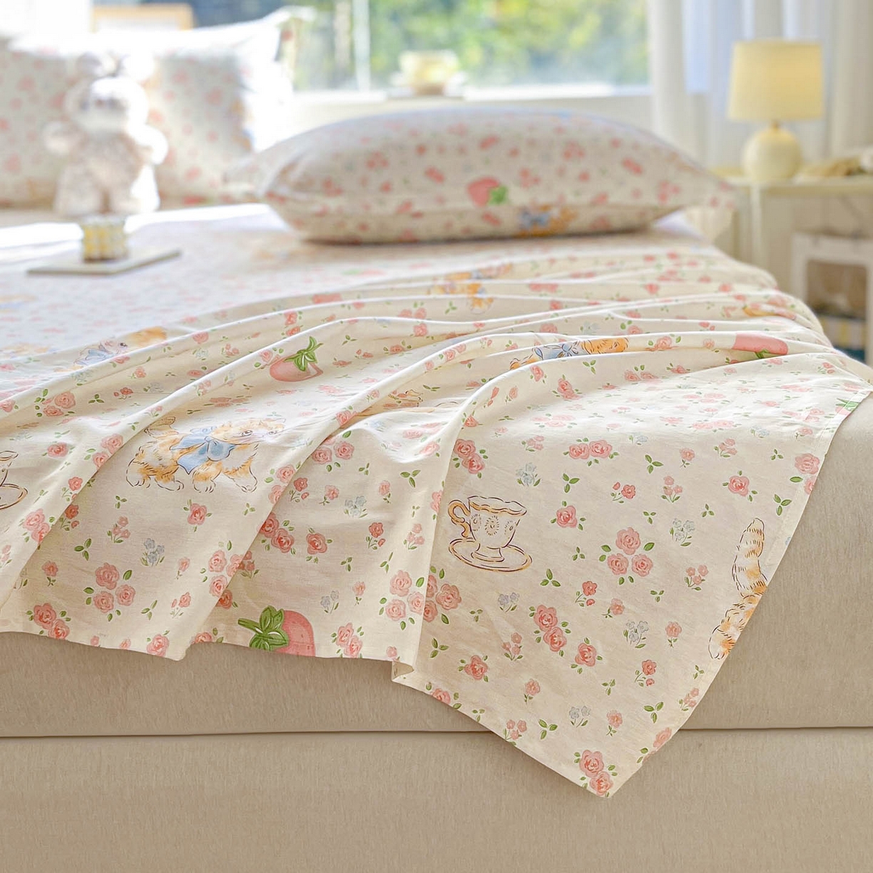 91家纺网 家纺一手货源 找家纺 涵宸家纺 2026新款亲肤舒适全棉印花单床单-68系列 总 床单-萌小喵