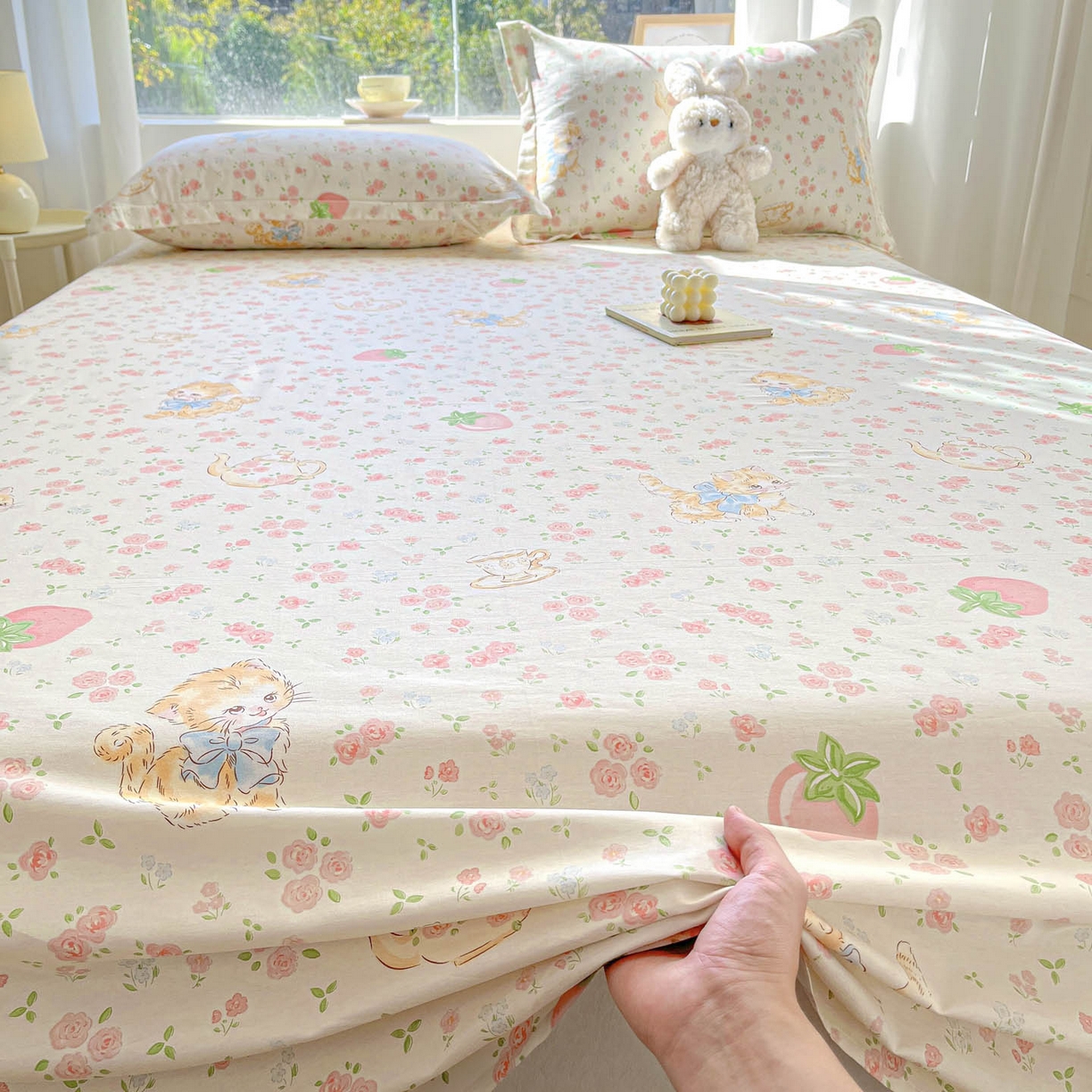 91家纺网 家纺一手货源 找家纺 涵宸家纺 2026新款亲肤舒适全棉印花单床单-68系列 总 床单-萌小喵