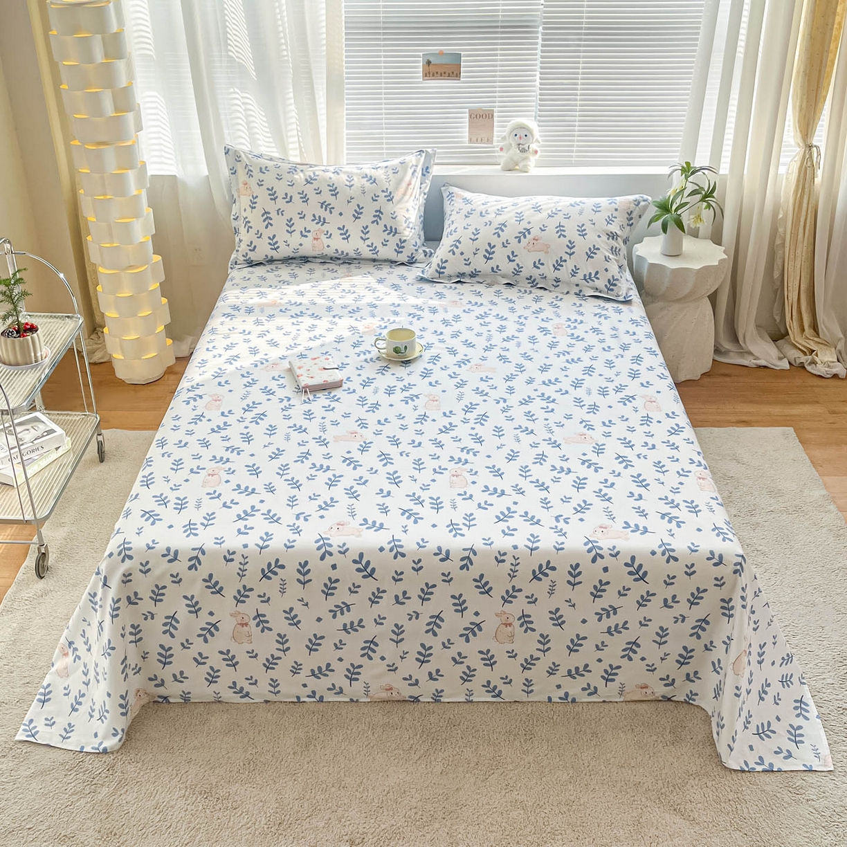 涵宸家纺 2026新款亲肤舒适全棉印花单床单-68系列 总 床单-兔影