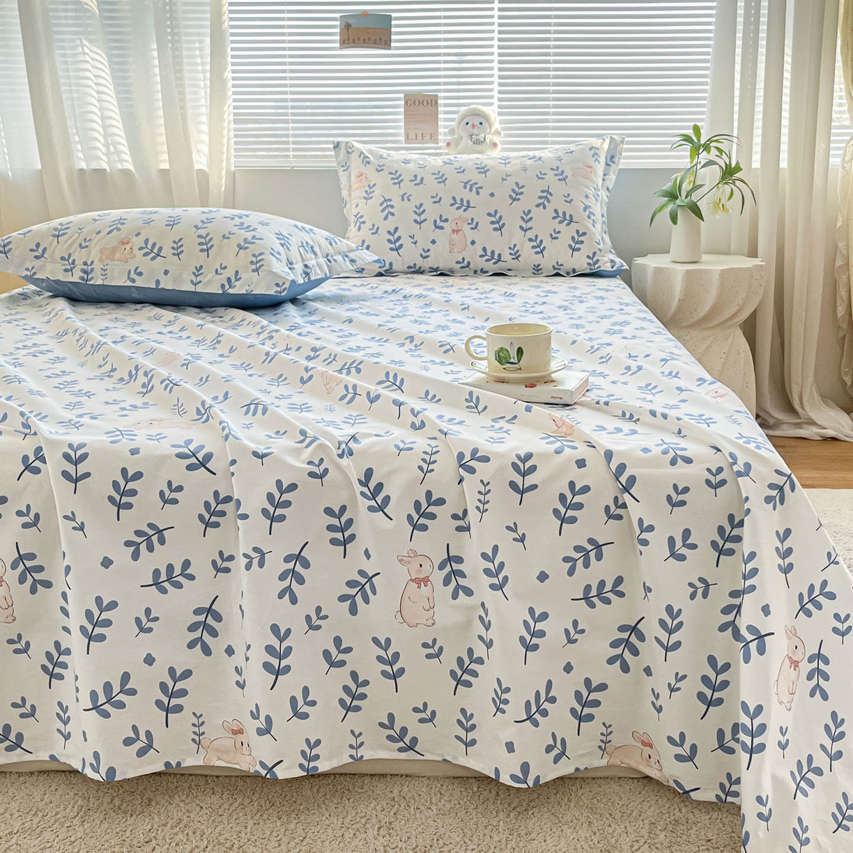 91家纺网 家纺一手货源 找家纺 涵宸家纺 2026新款亲肤舒适全棉印花单床单-68系列 总 床单-兔影