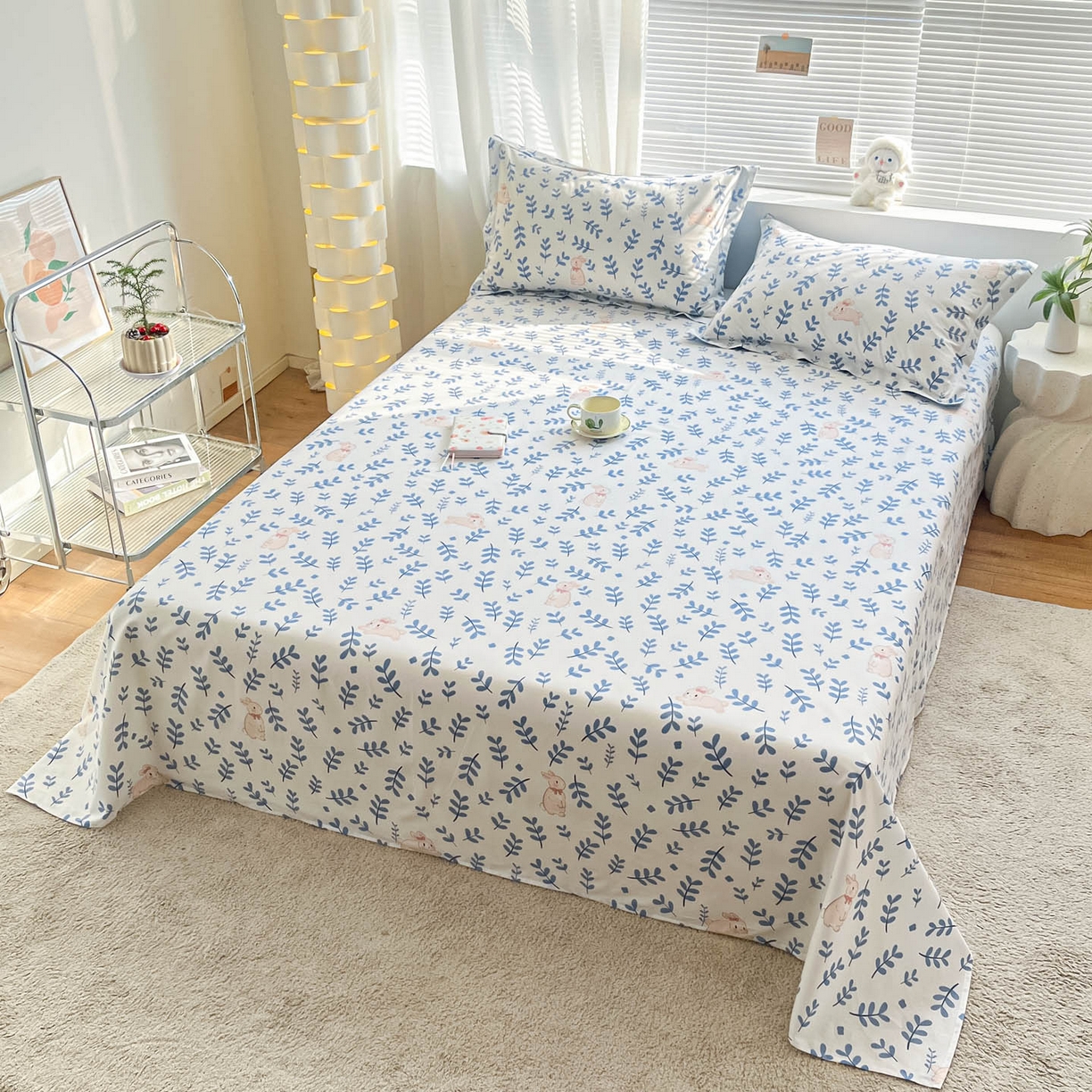 91家纺网 家纺一手货源 找家纺 涵宸家纺 2026新款亲肤舒适全棉印花单床单-68系列 总 床单-兔影