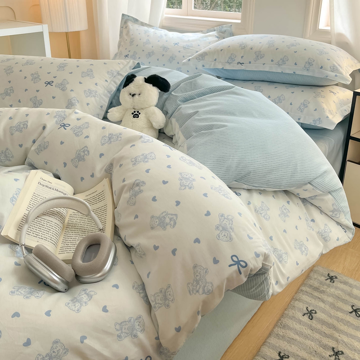 91家纺网 家纺一手货源 找家纺 涵宸家纺 2025新款亲肤舒适全棉印花四件套-68系列 总 B幸运熊