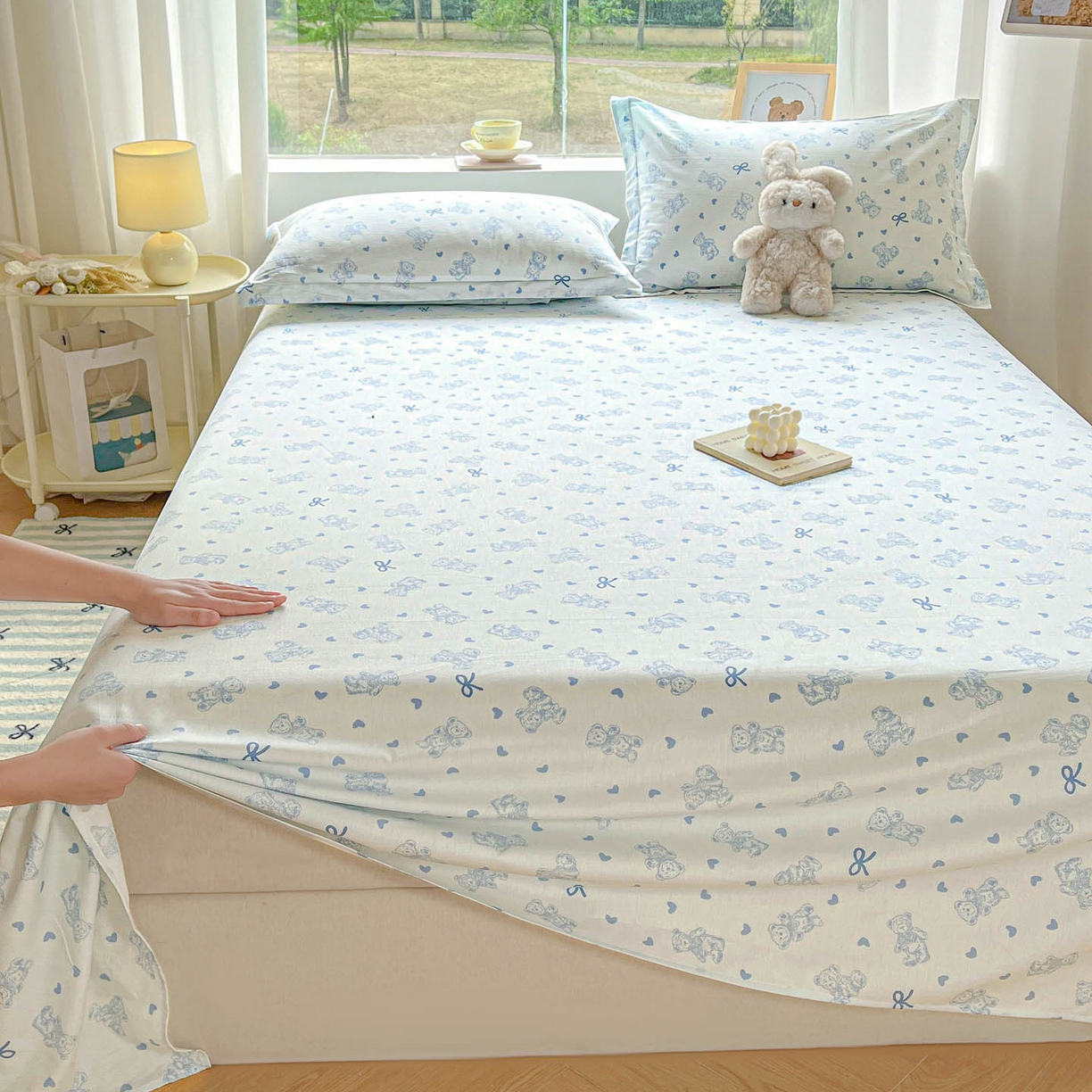 91家纺网 家纺一手货源 找家纺 涵宸家纺 2026新款亲肤舒适全棉印花单床单-68系列 总 床单-幸运熊