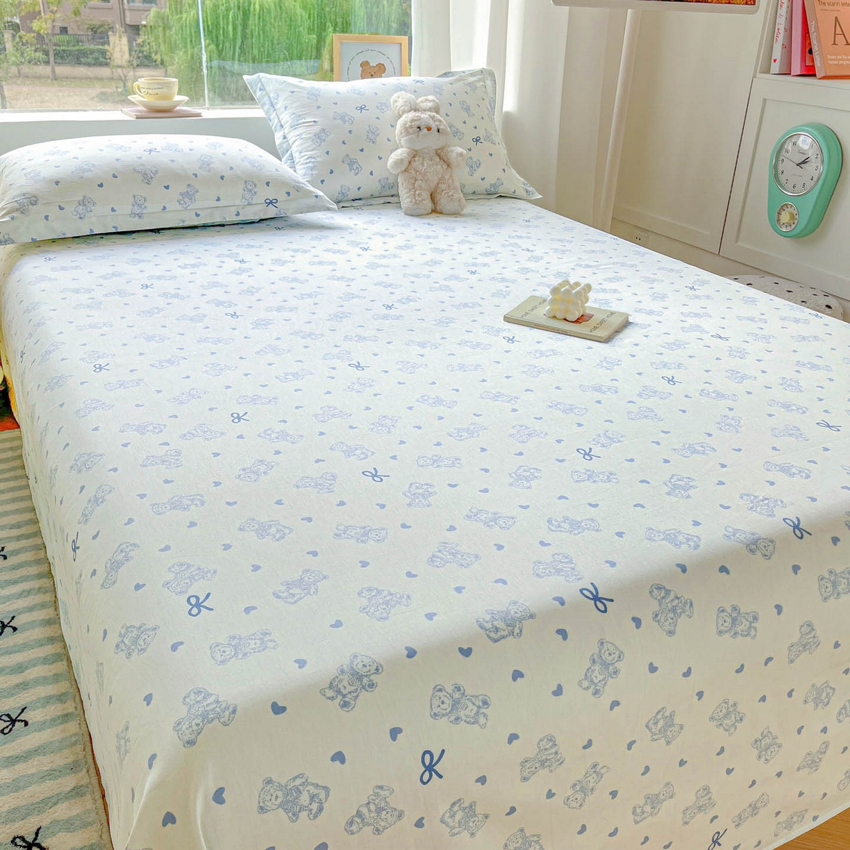 91家纺网 家纺一手货源 找家纺 涵宸家纺 2026新款亲肤舒适全棉印花单床单-68系列 总 床单-幸运熊