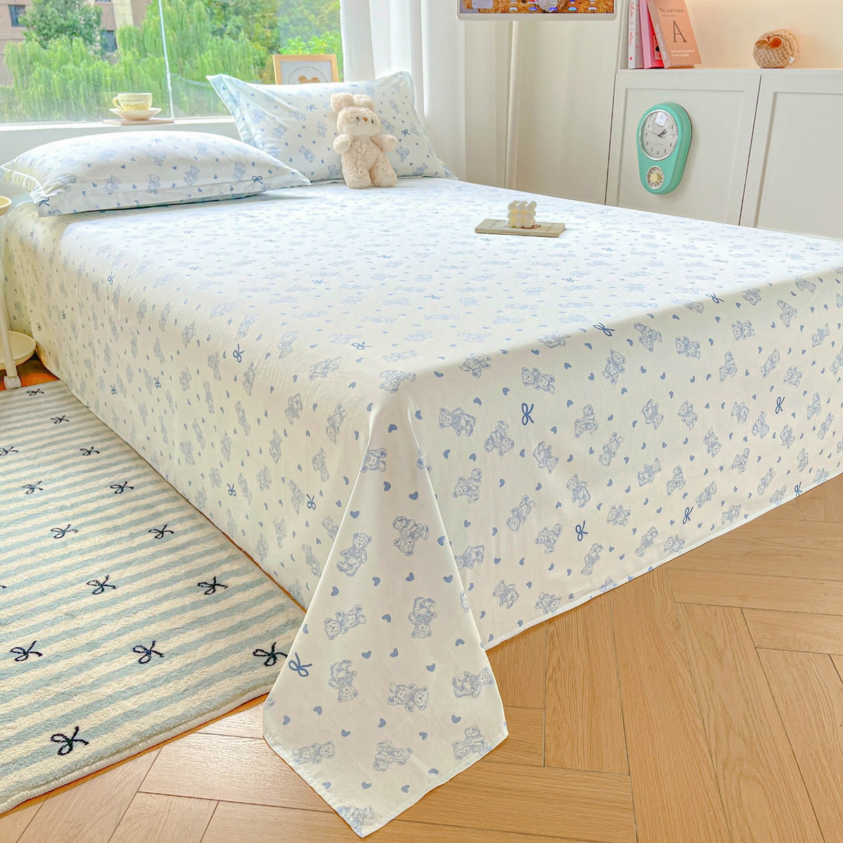 91家纺网 家纺一手货源 找家纺 涵宸家纺 2026新款亲肤舒适全棉印花单床单-68系列 总 床单-幸运熊