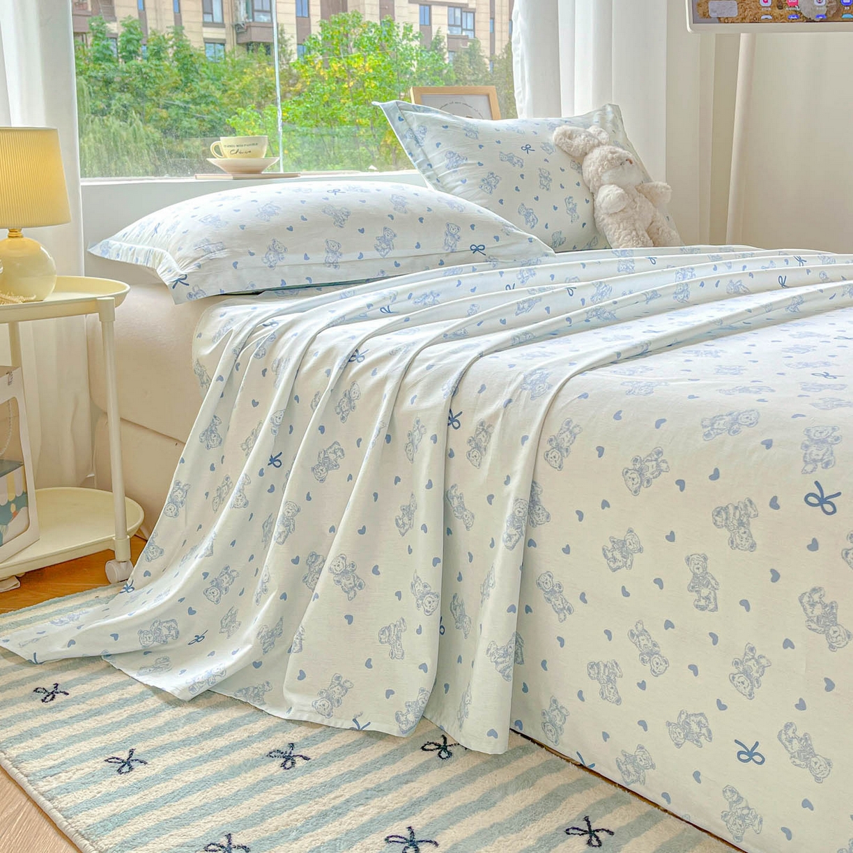 91家纺网 家纺一手货源 找家纺 涵宸家纺 2026新款亲肤舒适全棉印花单床单-68系列 总 床单-幸运熊