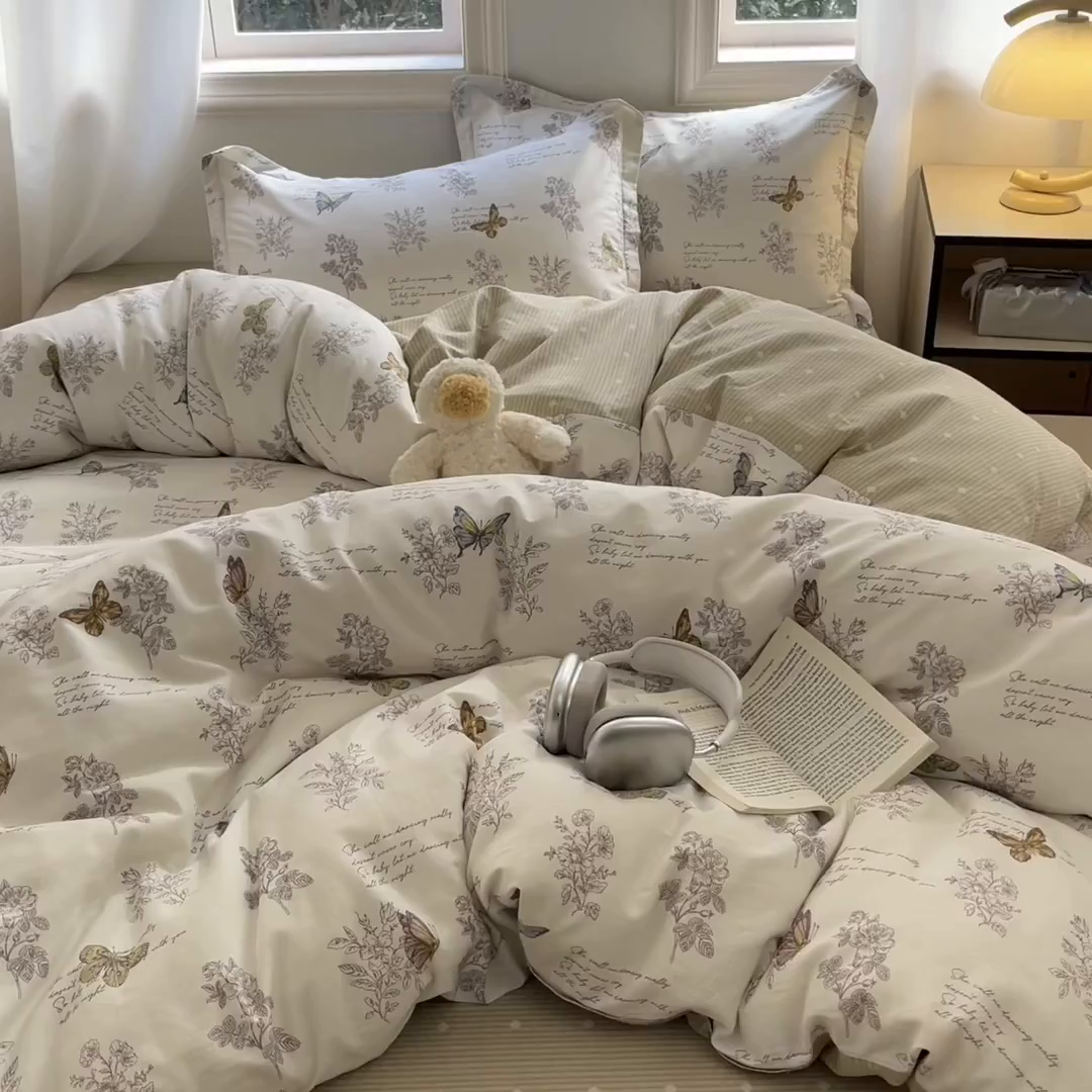 91家纺网 家纺一手货源 找家纺 涵宸家纺 2025新款亲肤舒适全棉印花四件套-68系列 总 F蝶之恋