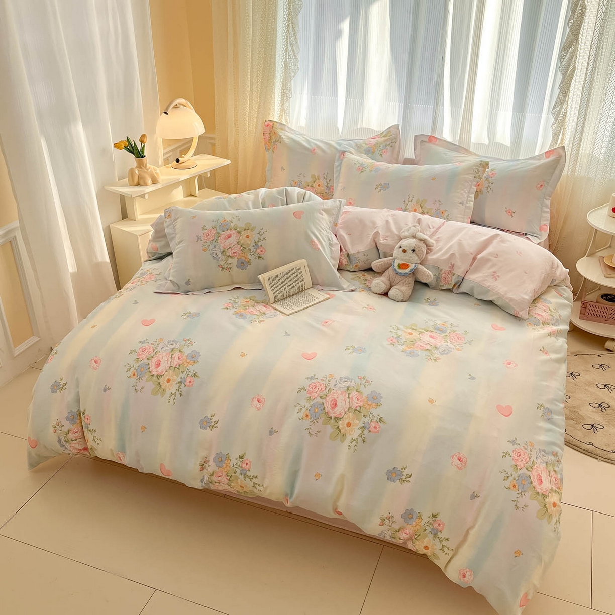 91家纺网 家纺一手货源 找家纺 涵宸家纺 2025新款亲肤舒适全棉印花四件套-68系列 总 B海蓝花园