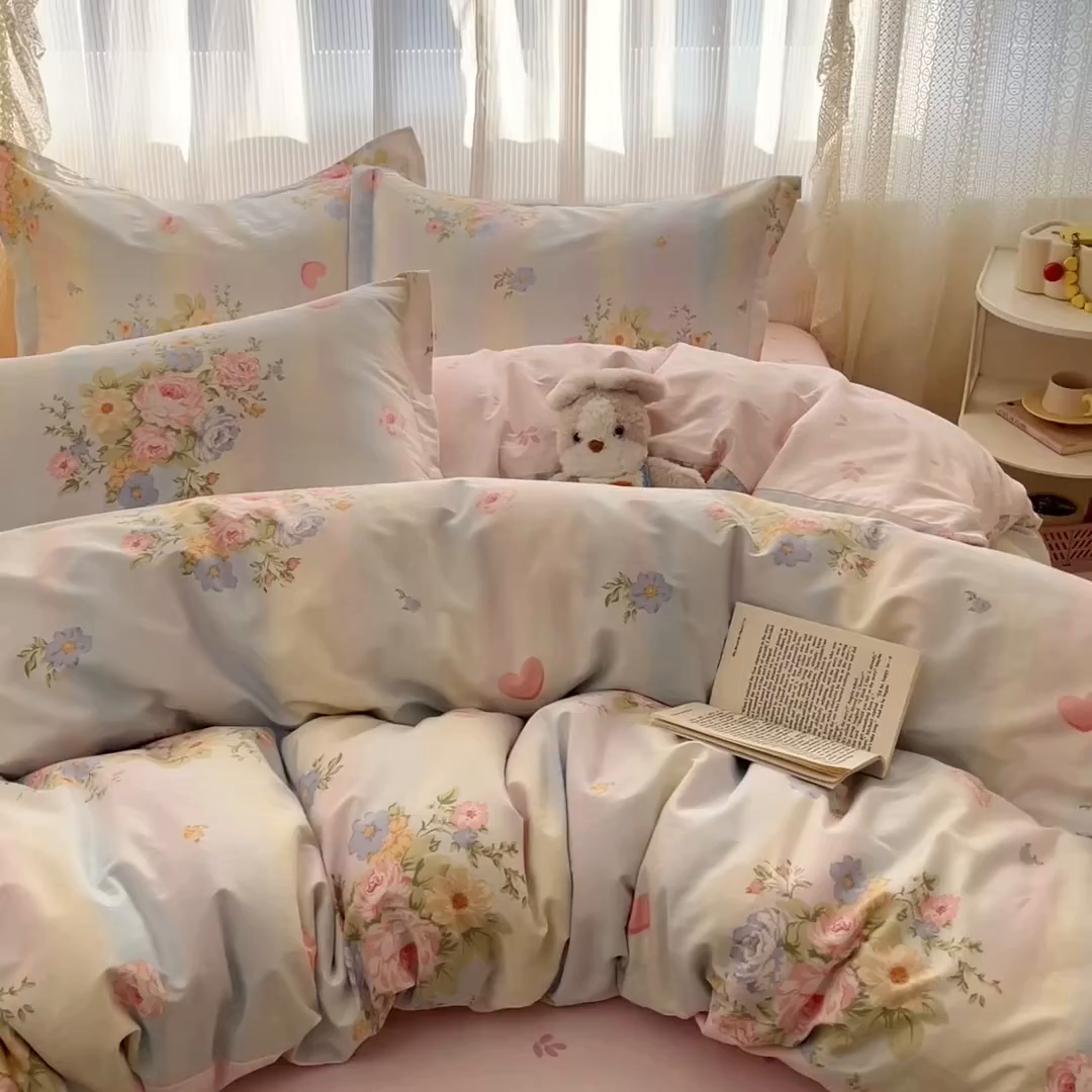 91家纺网 家纺一手货源 找家纺 涵宸家纺 2025新款亲肤舒适全棉印花四件套-68系列 总 B海蓝花园