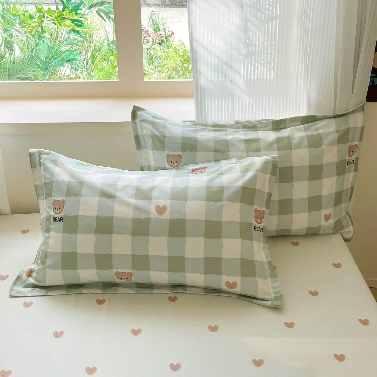 91家纺网 家纺一手货源 找家纺 涵宸家纺 2026新款亲肤舒适全棉印花单被套-68系列 总 A格子小熊