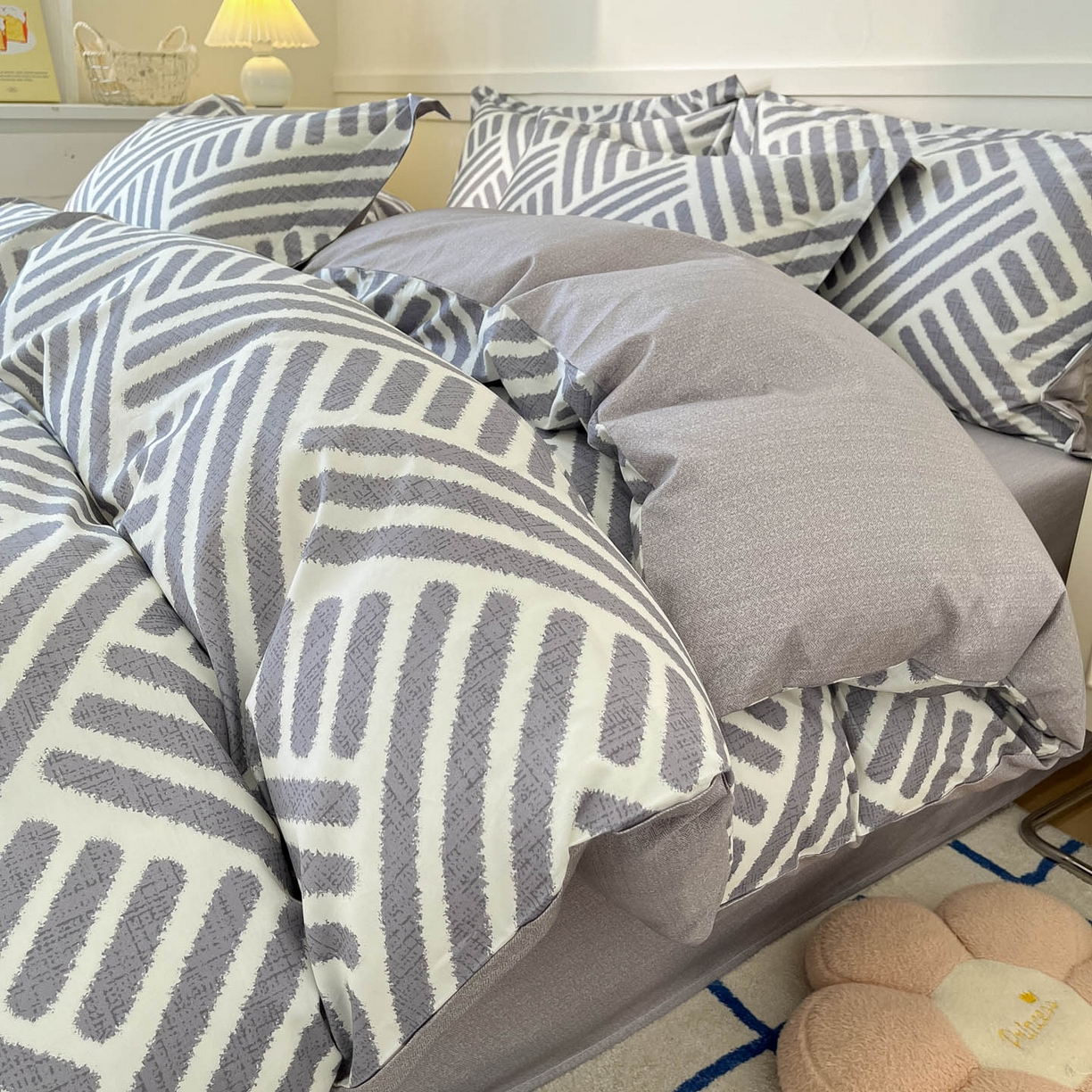 涵宸家纺 2026新款亲肤舒适全棉印花单被套-68系列 总 D洛伊-灰