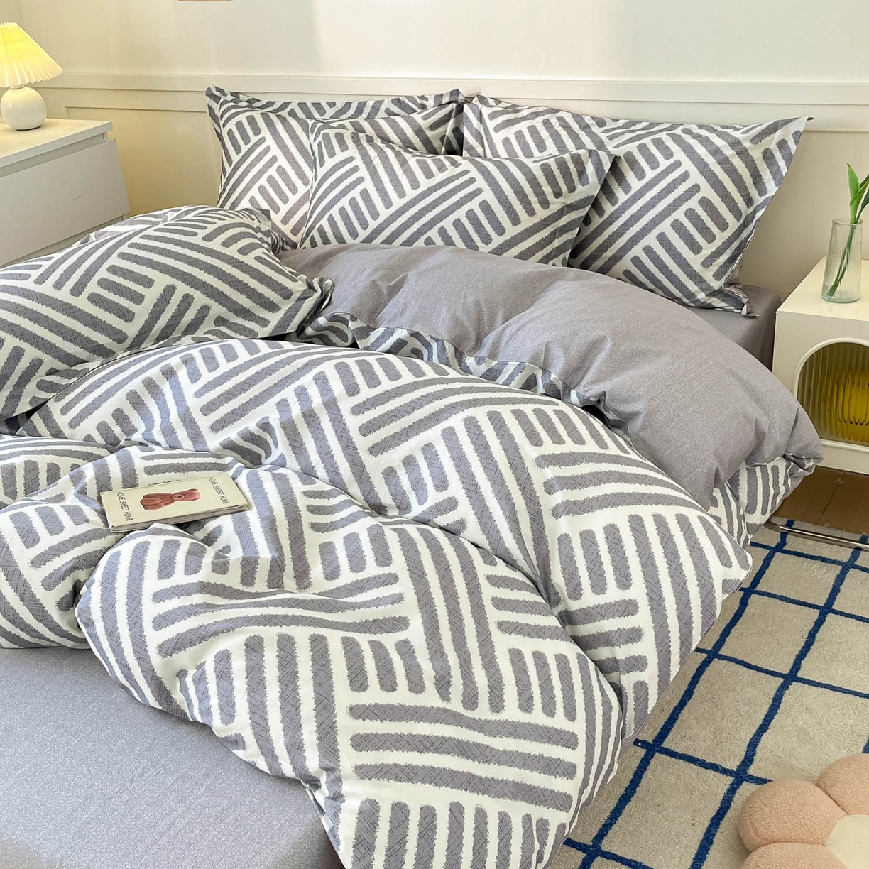 91家纺网 家纺一手货源 找家纺 涵宸家纺 2026新款亲肤舒适全棉印花单被套-68系列 总 D洛伊-灰