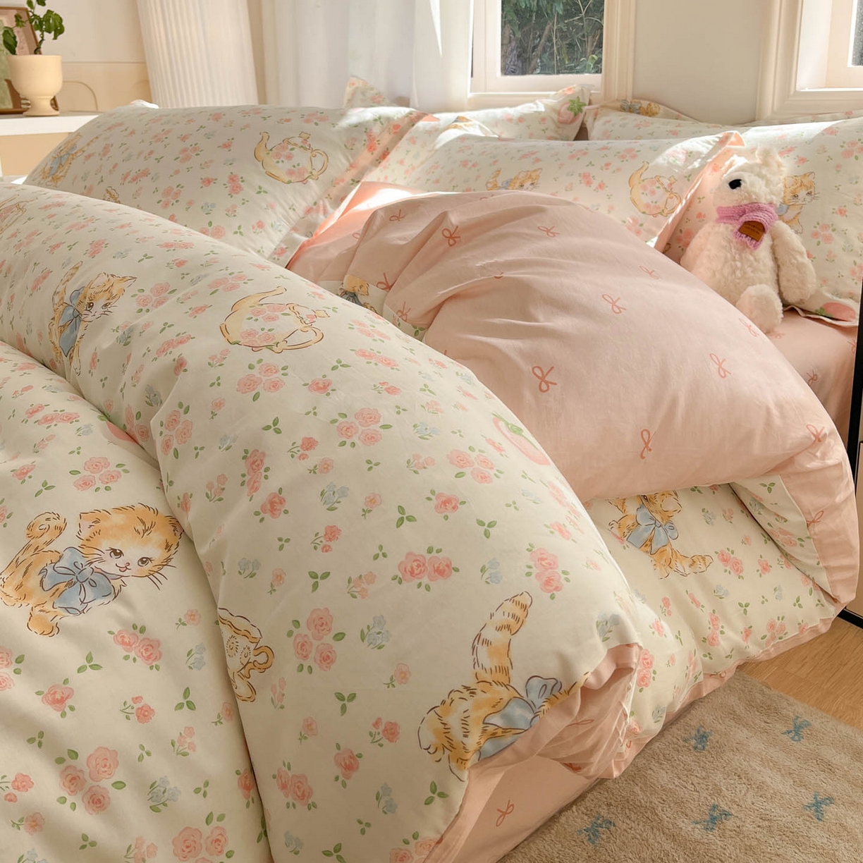 91家纺网 家纺一手货源 找家纺 涵宸家纺 2026新款亲肤舒适全棉印花单被套-68系列 总 B萌小喵