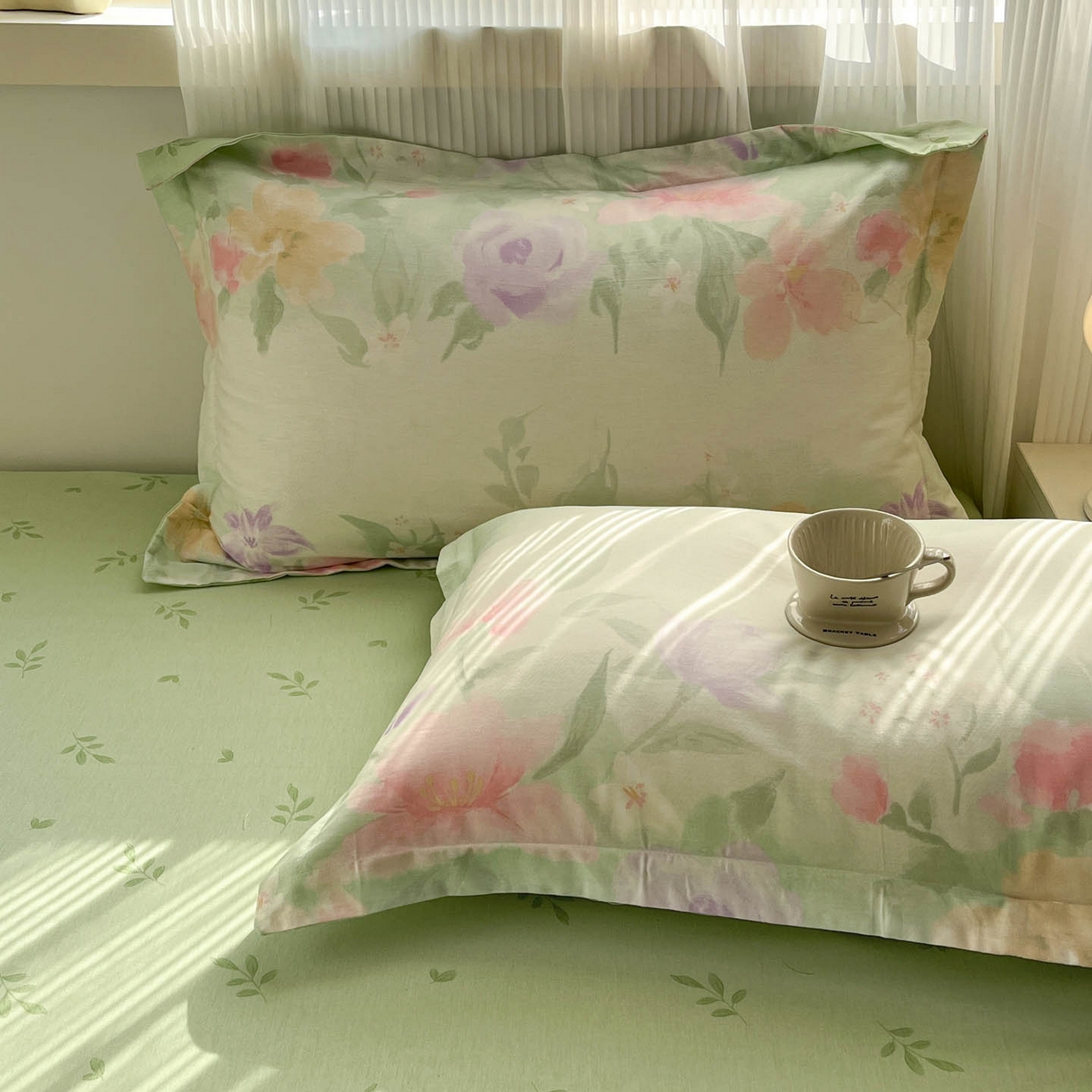 91家纺网 家纺一手货源 找家纺 涵宸家纺 2025新款亲肤舒适全棉印花四件套-68系列 总 B绿铃