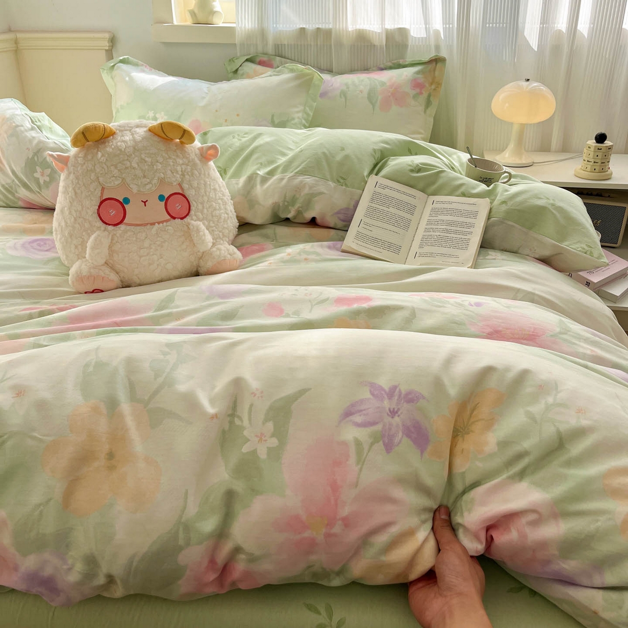 91家纺网 家纺一手货源 找家纺 涵宸家纺 2025新款亲肤舒适全棉印花四件套-68系列 总 B绿铃