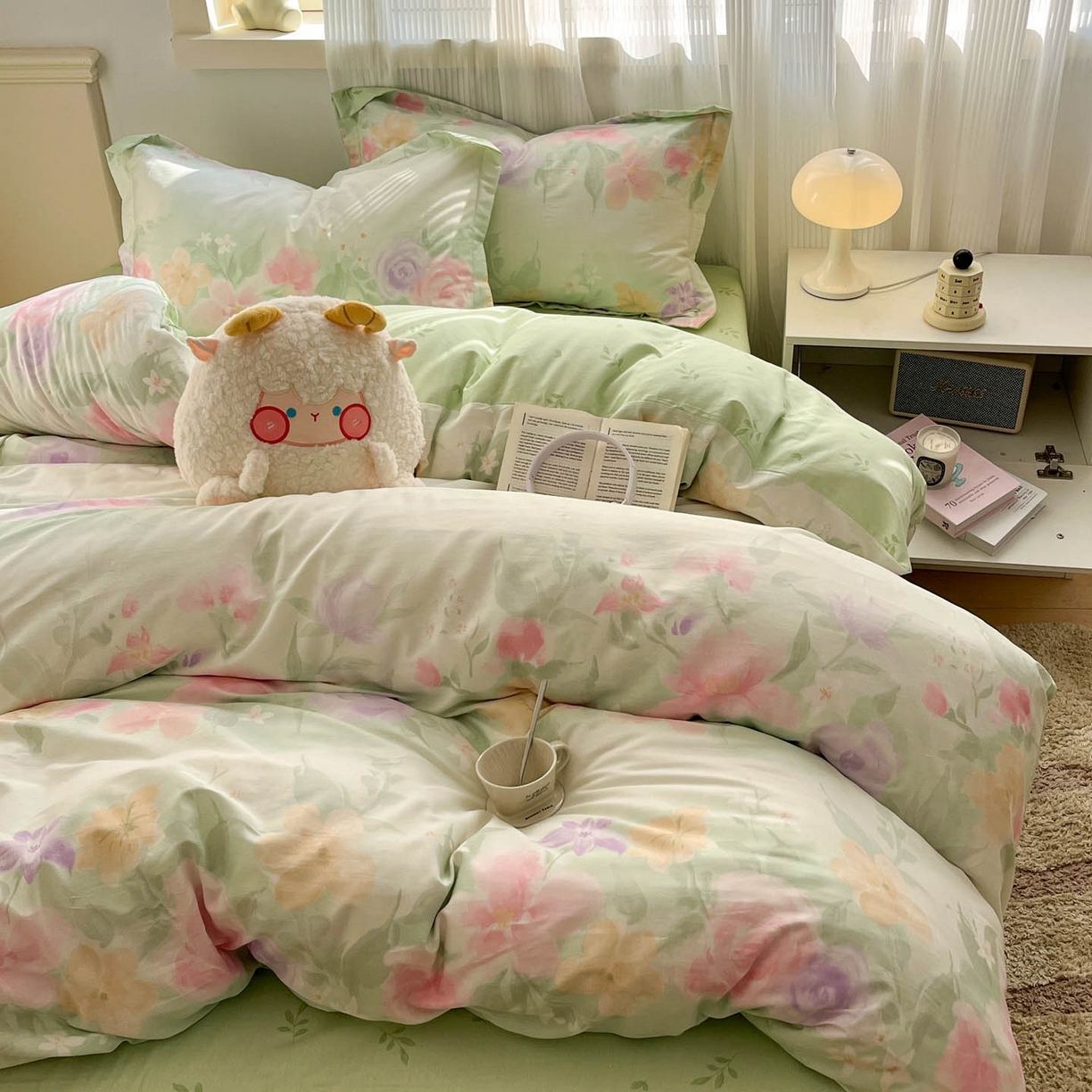 91家纺网 家纺一手货源 找家纺 涵宸家纺 2025新款亲肤舒适全棉印花四件套-68系列 总 B绿铃