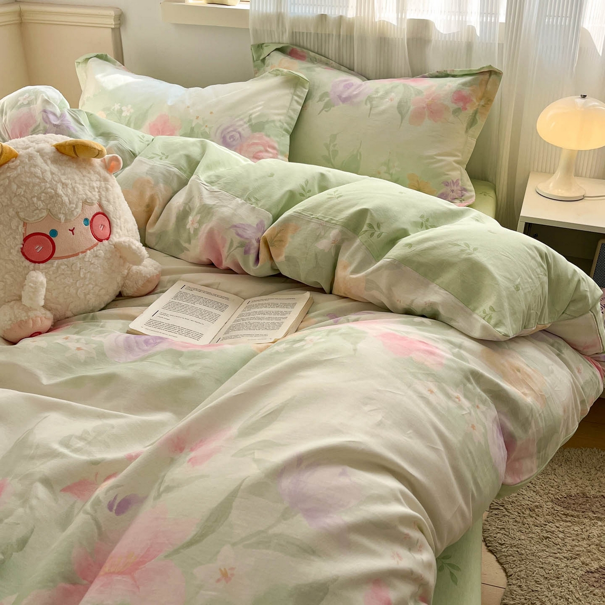 91家纺网 家纺一手货源 找家纺 涵宸家纺 2025新款亲肤舒适全棉印花四件套-68系列 总 B绿铃