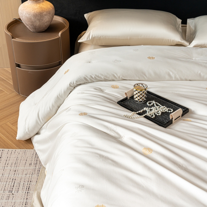 91家纺网 家纺一手货源 找家纺 （总）茧月 2026新款100%柞蚕丝中长丝被子-福喜相随