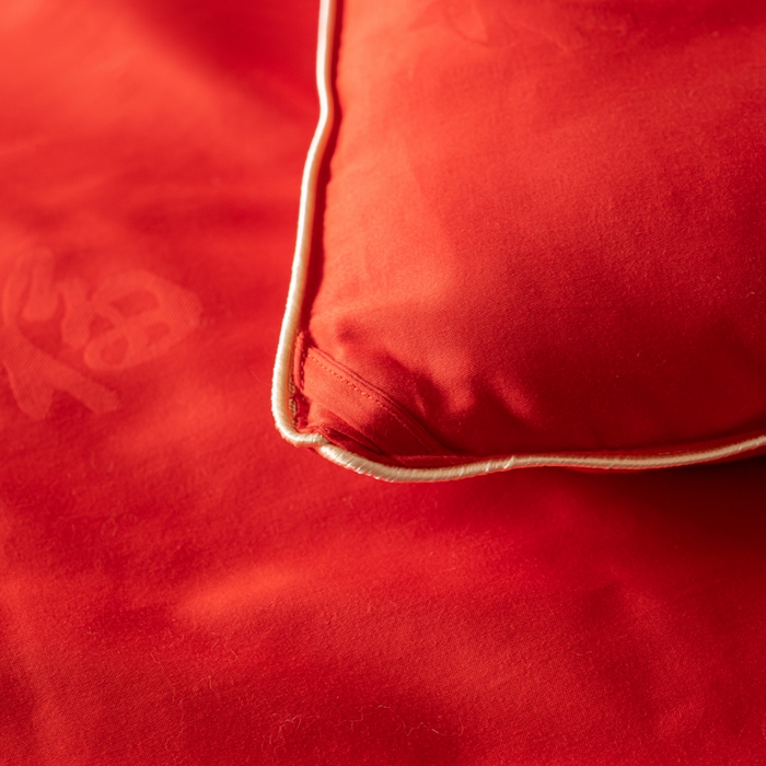 91家纺网 家纺一手货源 找家纺 茧月 2026新款100%柞蚕丝中长丝被子-福喜相随 福喜相随-红色