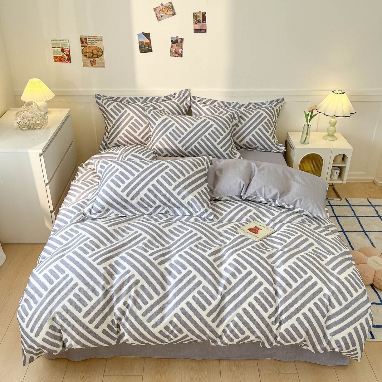 涵宸家纺 2025新款亲肤舒适全棉印花四件套-68系列 总 D洛伊-灰