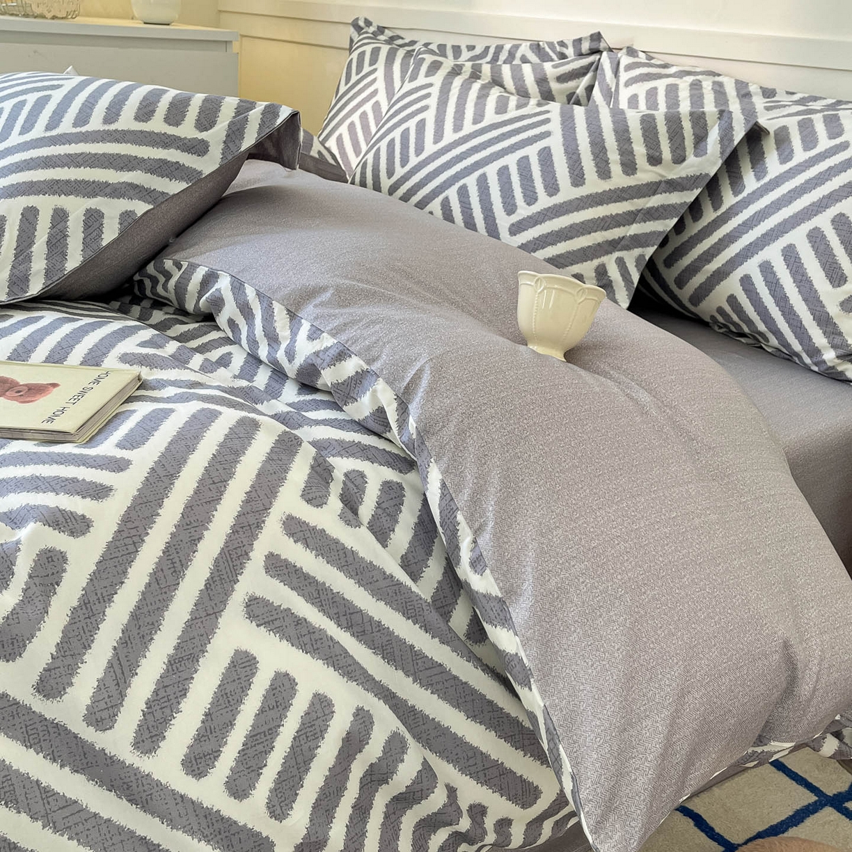 91家纺网 家纺一手货源 找家纺 涵宸家纺 2025新款亲肤舒适全棉印花四件套-68系列 总 D洛伊-灰