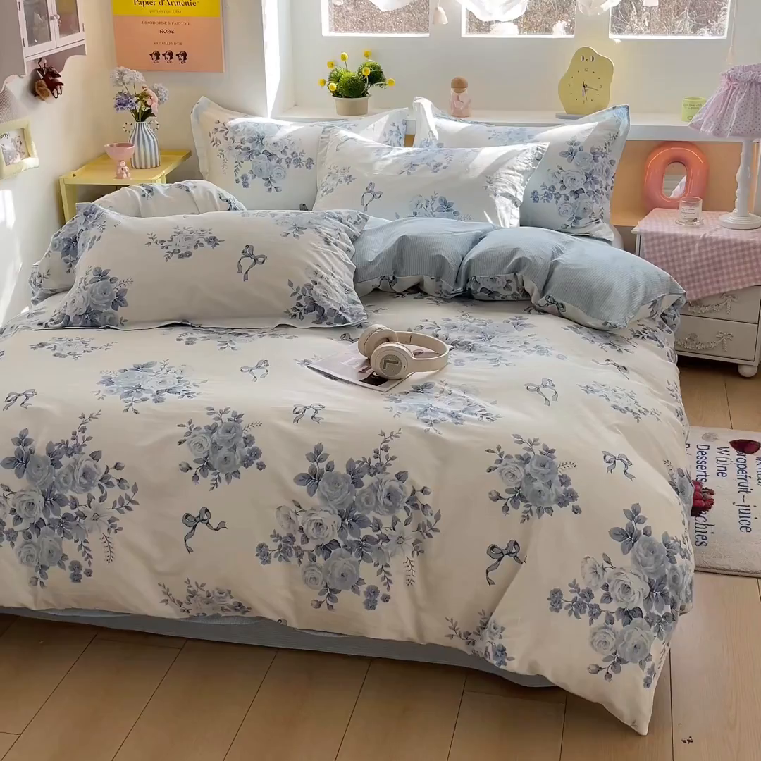 91家纺网 家纺一手货源 找家纺 涵宸家纺 2025新款亲肤舒适全棉印花四件套-68系列 总 F春宛