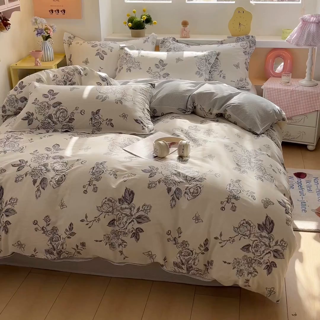 91家纺网 家纺一手货源 找家纺 涵宸家纺 2025新款亲肤舒适全棉印花四件套-68系列 总 F秀雅