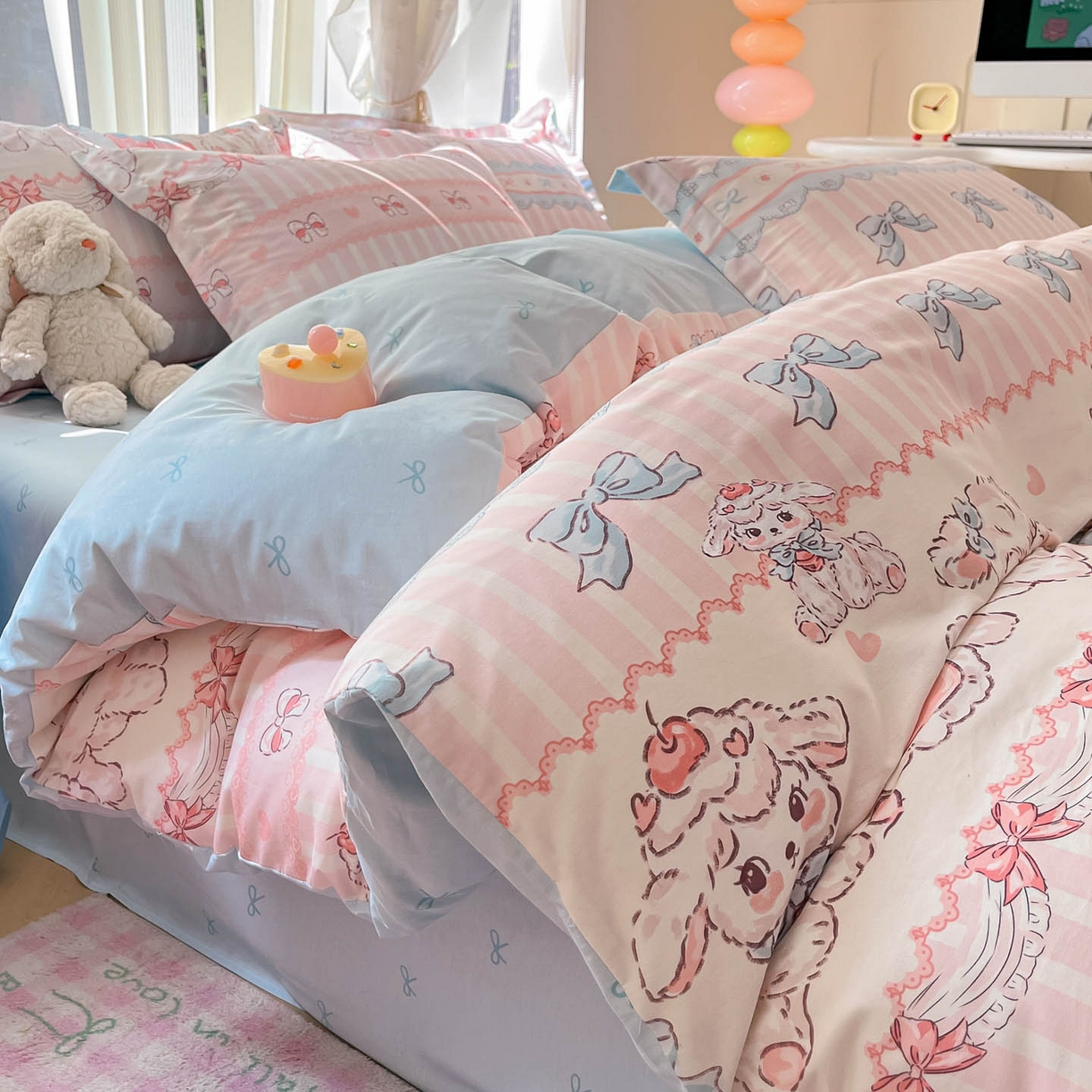 91家纺网 家纺一手货源 找家纺 涵宸家纺 2025新款亲肤舒适全棉印花四件套-68系列 总 A草莓小羊