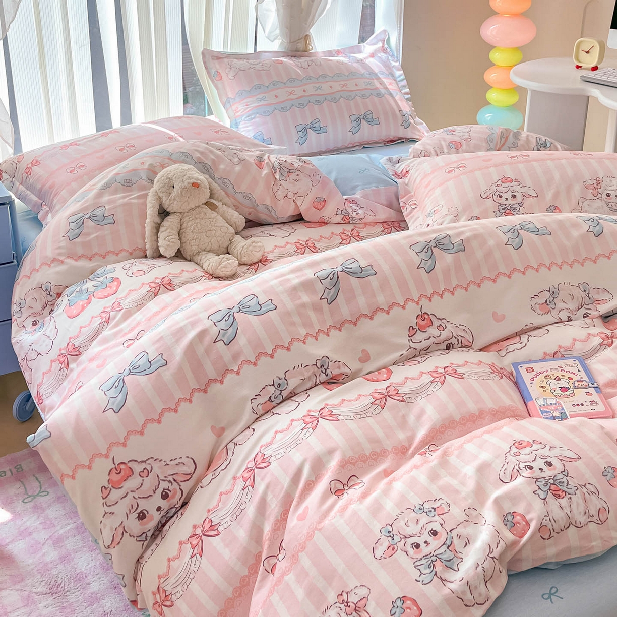 91家纺网 家纺一手货源 找家纺 涵宸家纺 2025新款亲肤舒适全棉印花四件套-68系列 总 A草莓小羊