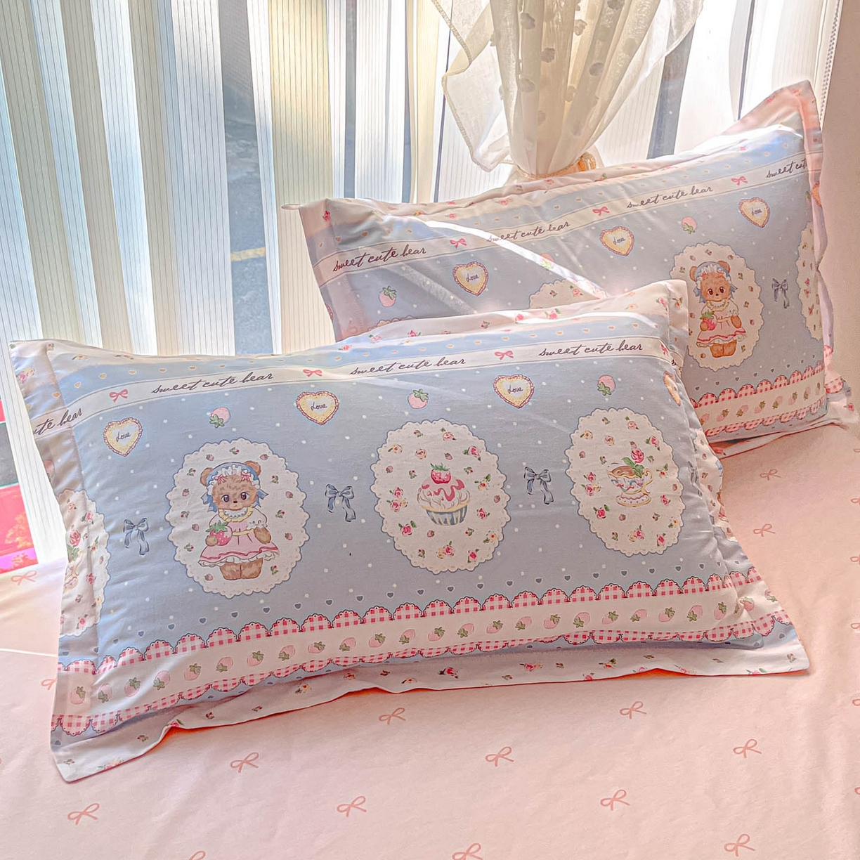 91家纺网 家纺一手货源 找家纺 涵宸家纺 2025新款亲肤舒适全棉印花四件套-68系列 总 A蛋糕小熊