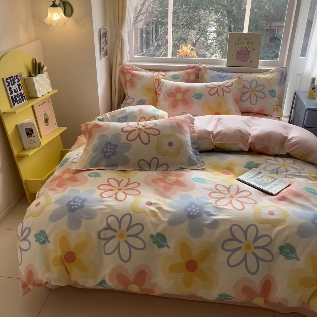 91家纺网 家纺一手货源 找家纺 涵宸家纺 2025新款亲肤舒适全棉印花四件套-68系列 总 B爱恋