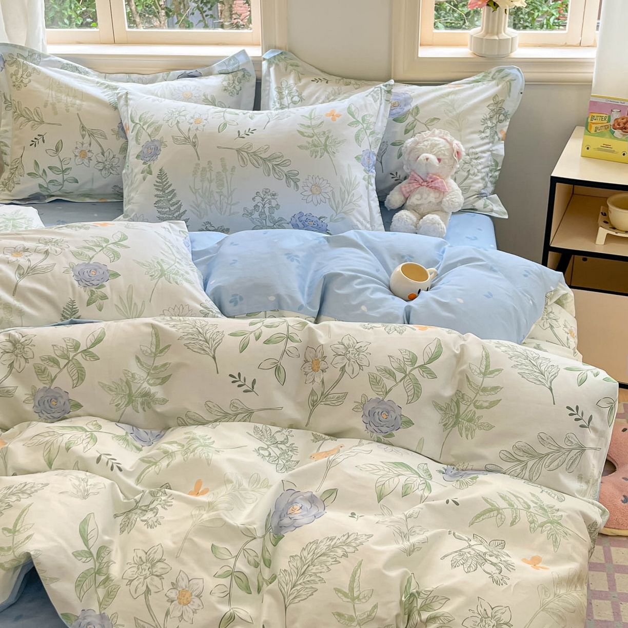 91家纺网 家纺一手货源 找家纺 涵宸家纺 2025新款亲肤舒适全棉印花四件套-68系列 总 B花仙子