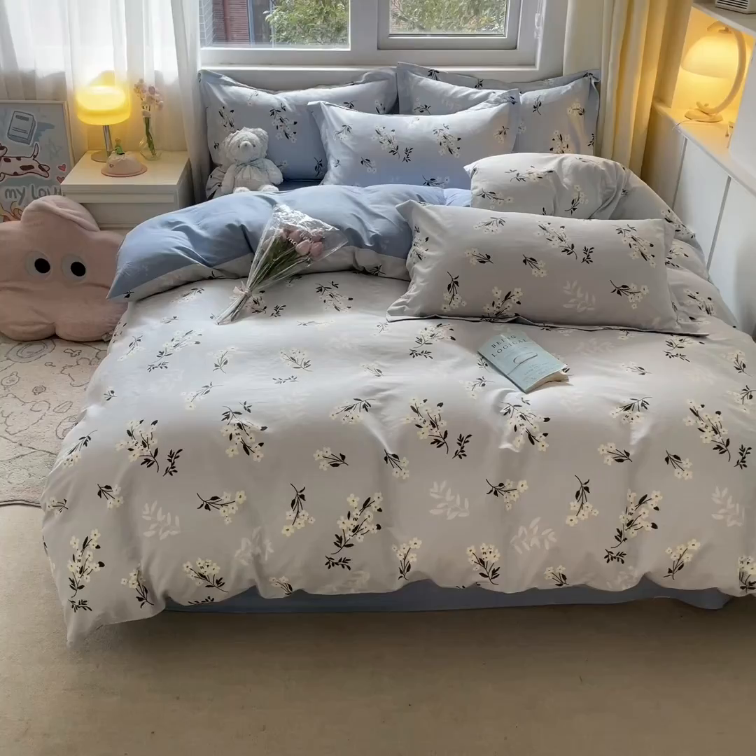 91家纺网 家纺一手货源 找家纺 涵宸家纺 2025新款亲肤舒适全棉印花四件套-68系列 总 B那年花开