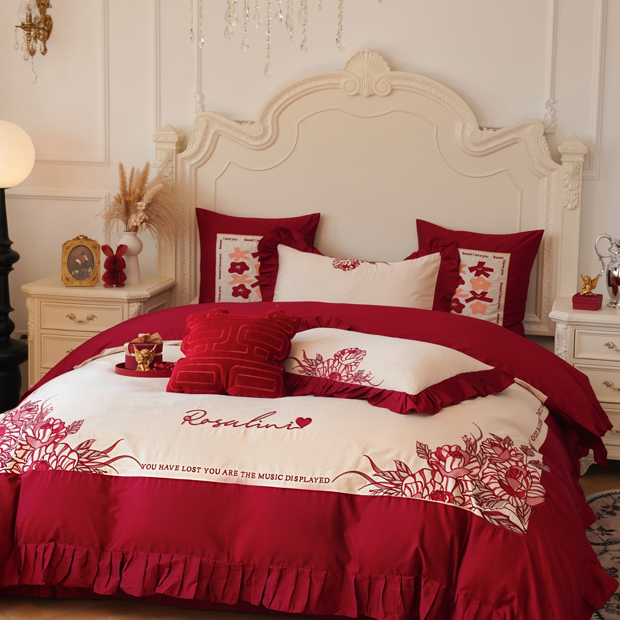 91家纺网 家纺一手货源 找家纺 （总）甜咪咪婚庆 2026新品婚庆50s长绒棉全棉纯棉床单床盖款结婚四件套多件套（提供买家秀）