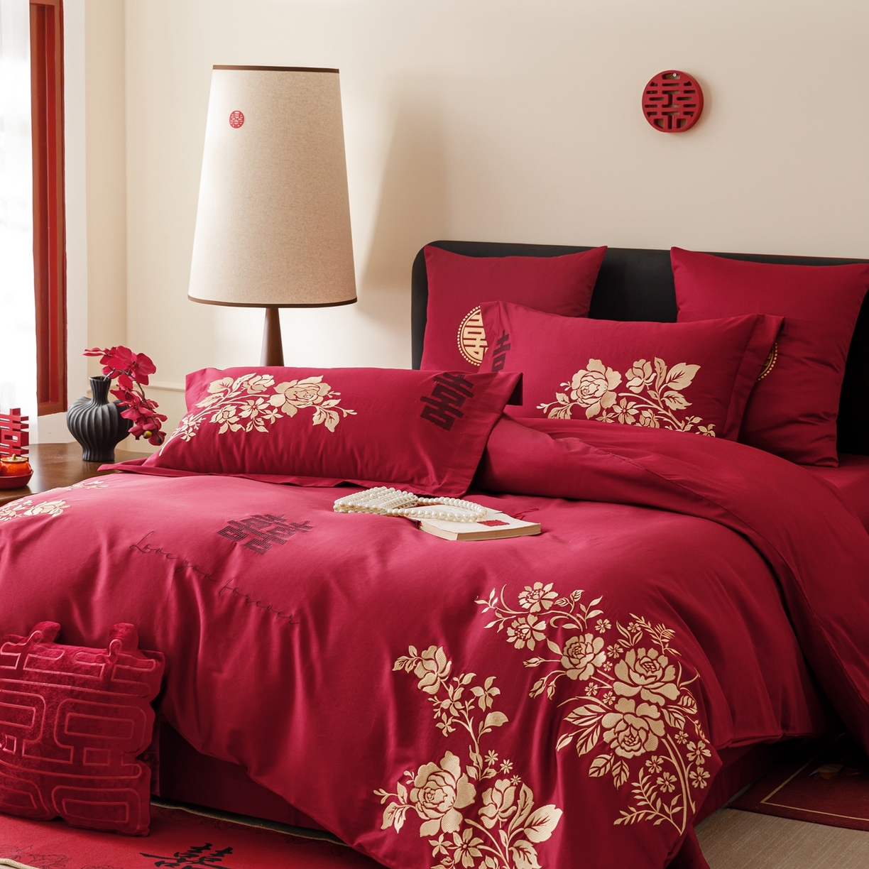 91家纺网 家纺一手货源 找家纺 （总）甜咪咪婚庆 2026新品婚庆50s长绒棉全棉纯棉床单床盖款结婚四件套多件套（提供买家秀）