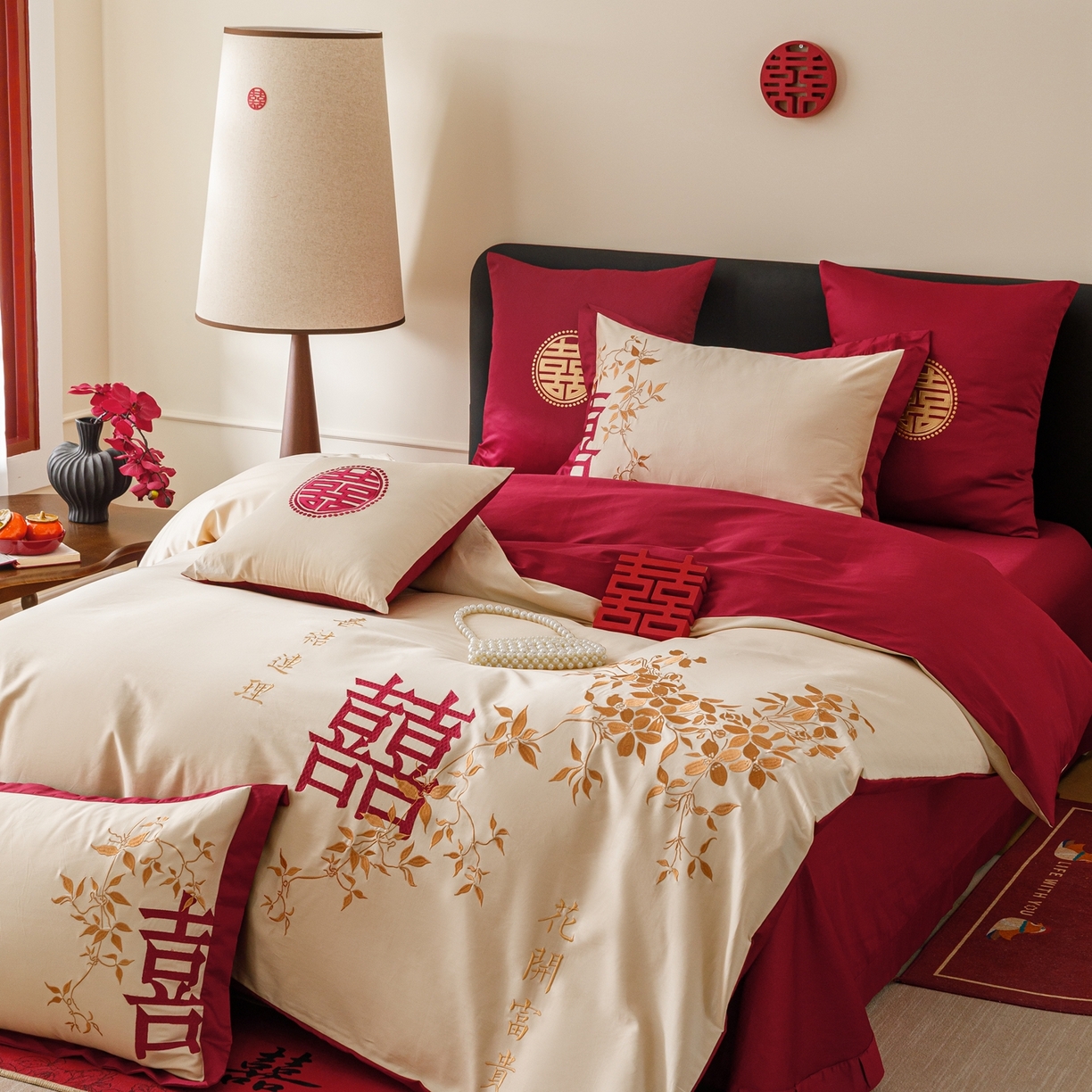 91家纺网 家纺一手货源 找家纺 （总）甜咪咪婚庆 2026新品婚庆50s长绒棉全棉纯棉床单床盖款结婚四件套多件套（提供买家秀）