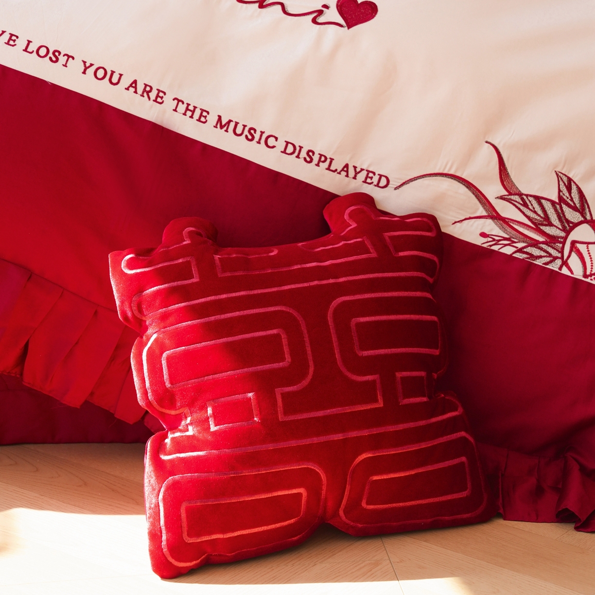 91家纺网 家纺一手货源 找家纺 甜咪咪婚庆 2026新品婚庆50s长绒棉全棉纯棉床单床盖款结婚四件套多件套 春和景明