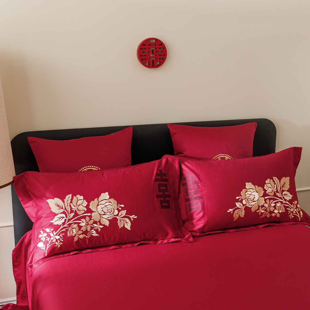 91家纺网 家纺一手货源 找家纺 甜咪咪婚庆 2026新品婚庆50s长绒棉全棉纯棉床单床盖款结婚四件套多件套 永恒爱恋